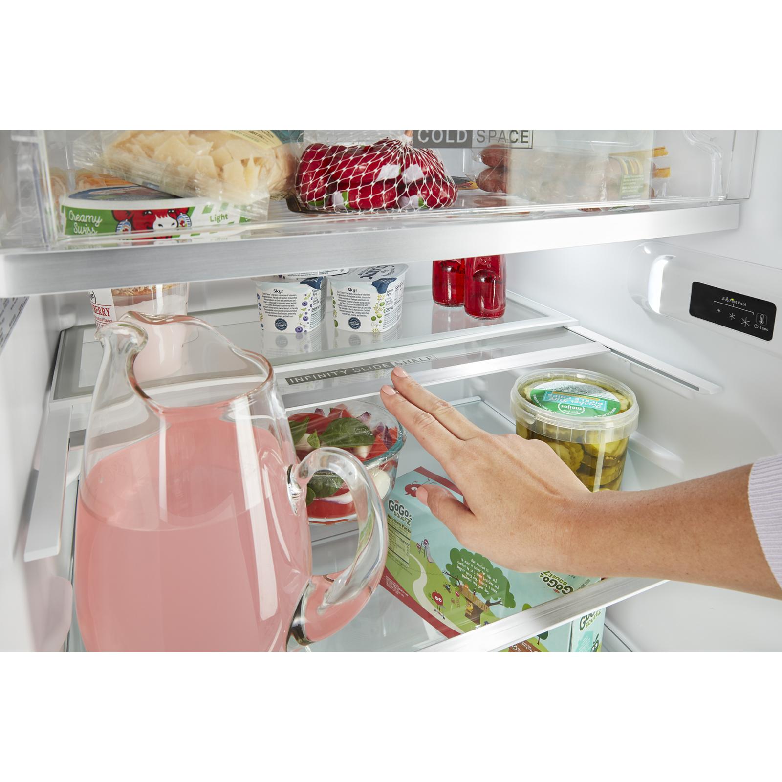 Refrigerador Whirlpool de 12.9 pies cúbicos con congelador superior de profundidad de mostrador integrado (blanco) WRT313CZLW