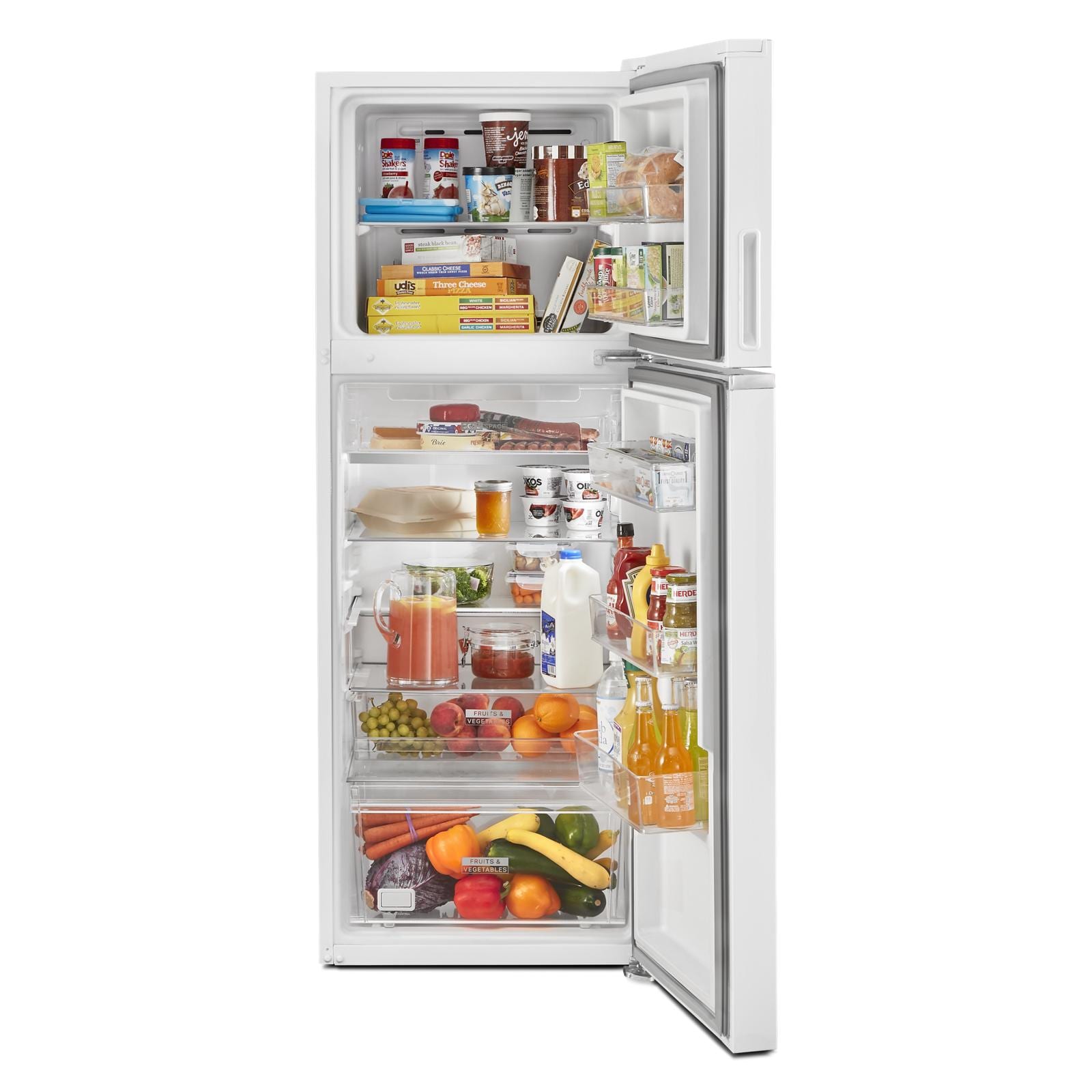 Refrigerador Whirlpool de 12.9 pies cúbicos con congelador superior de profundidad de mostrador integrado (blanco) WRT313CZLW