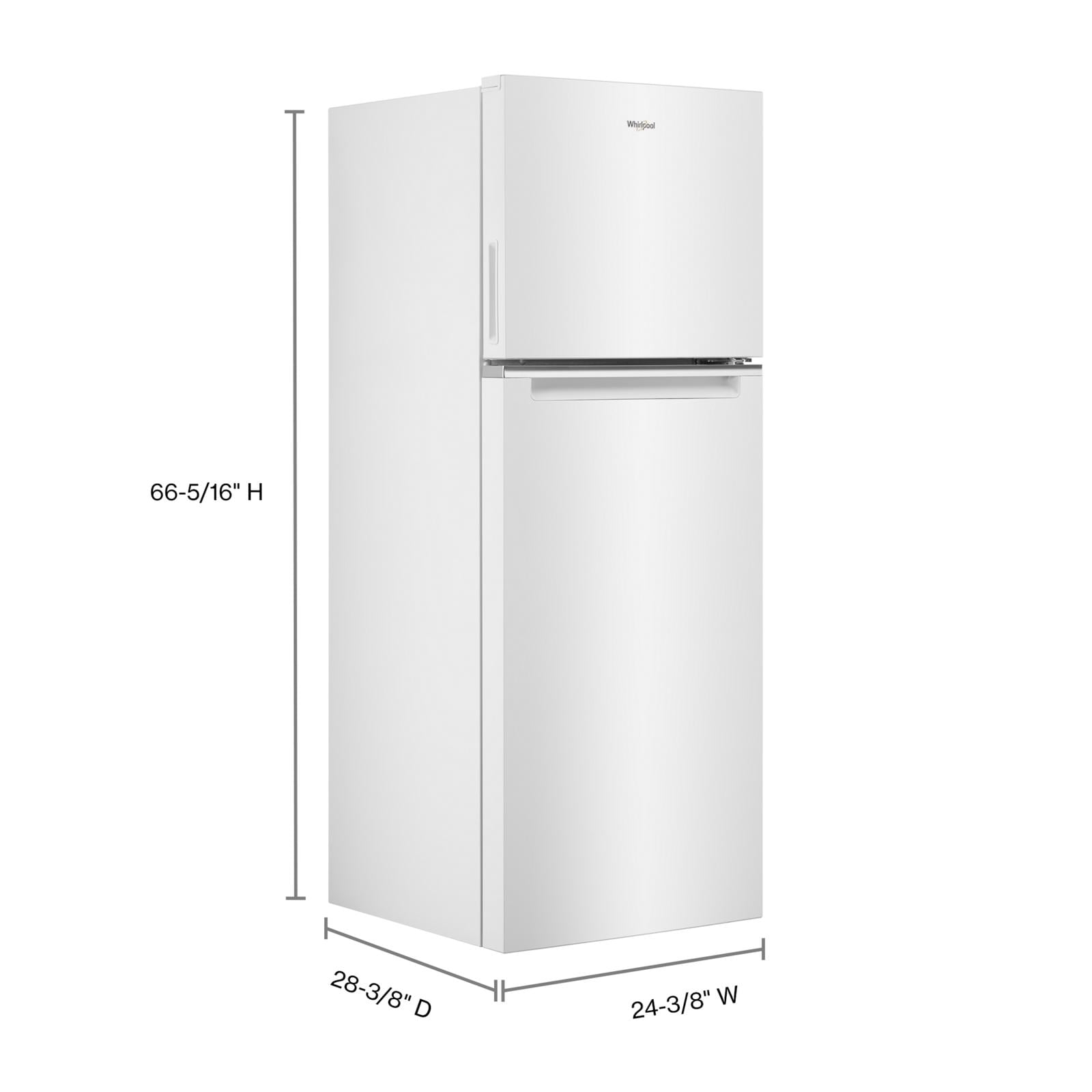 Refrigerador Whirlpool de 12.9 pies cúbicos con congelador superior de profundidad de mostrador integrado (blanco) WRT313CZLW