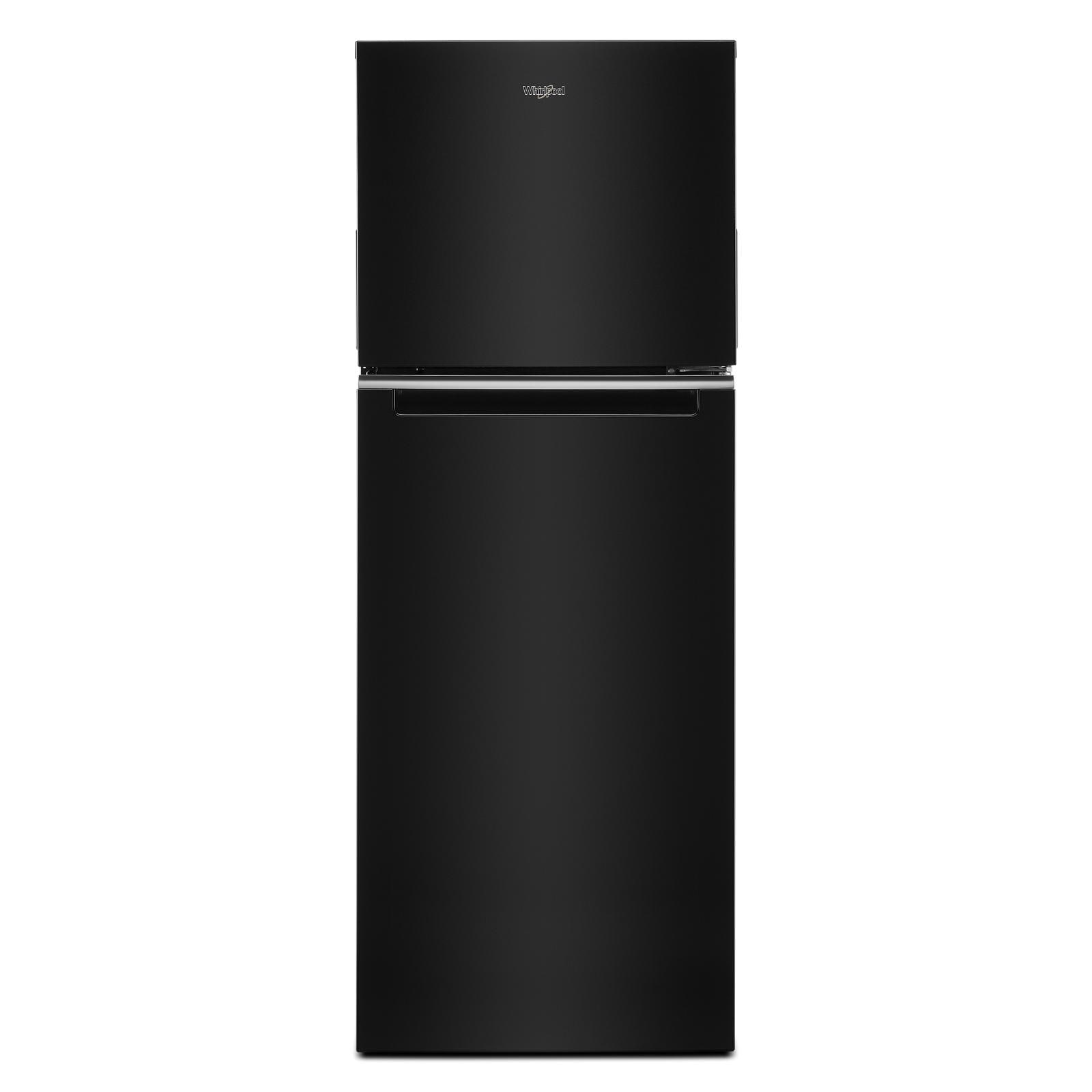 Refrigerador empotrado Whirlpool de 12.9 pies cúbicos, estilo tope, con congelador superior (negro) construido a la medida.