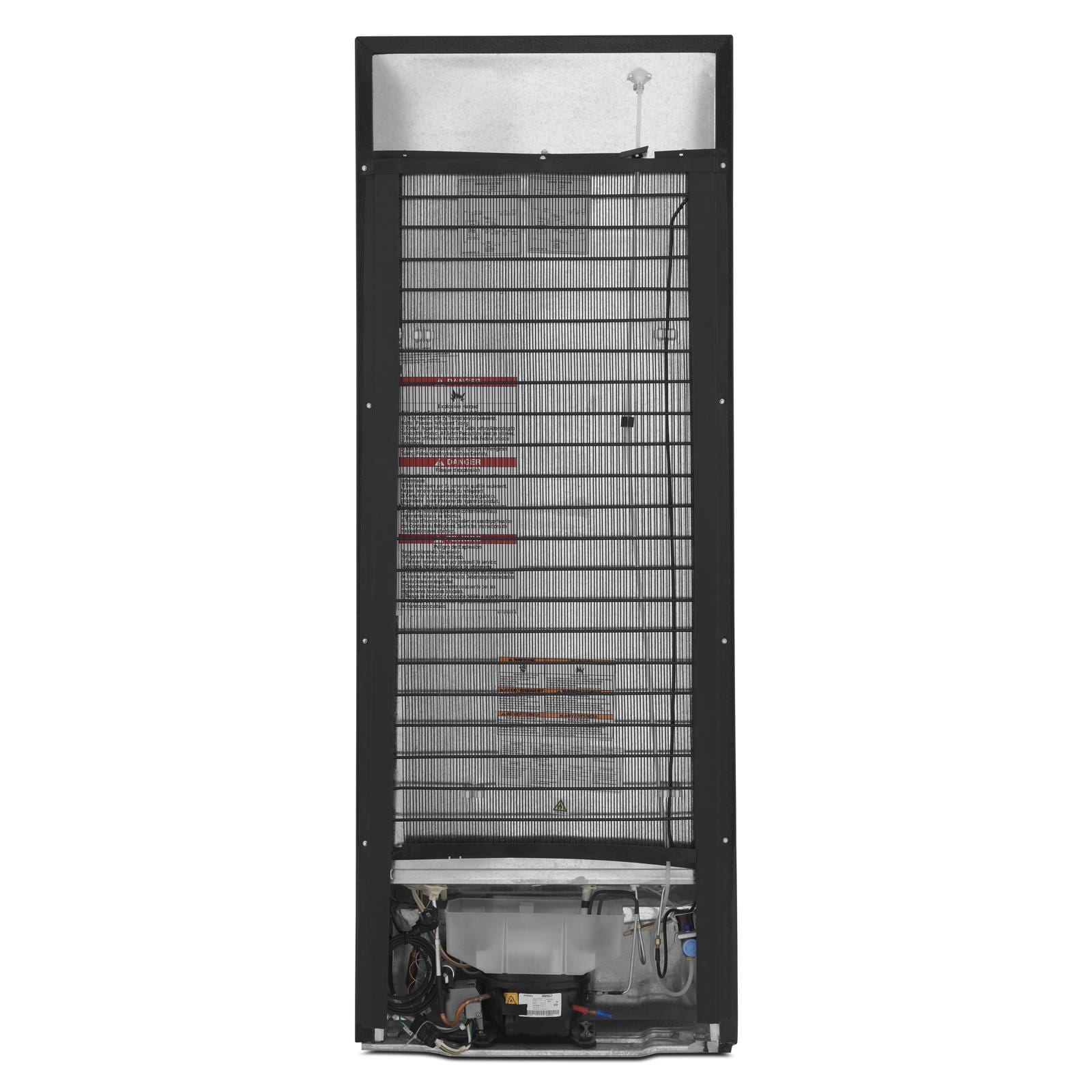 Refrigerador empotrado Whirlpool de 12.9 pies cúbicos, estilo tope, con congelador superior (negro) construido a la medida.