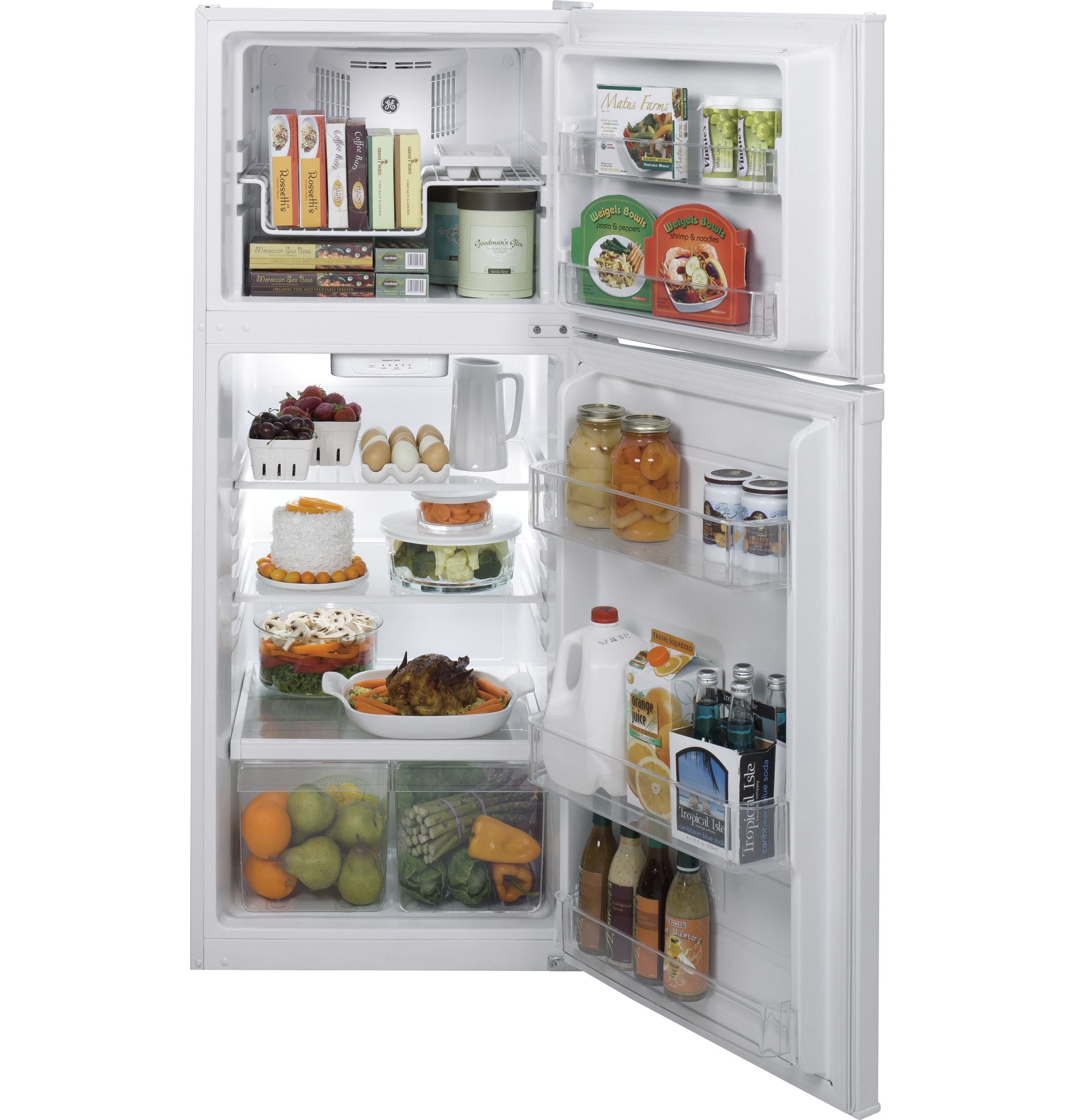 Refrigerador GE de 11.6 pies cúbicos con congelador en la parte superior y profundidad de mostrador (blanco) Certificado ENERGY STAR