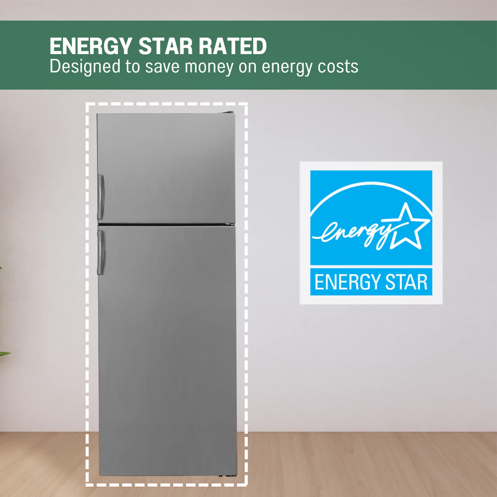 Refrigerador de 14.3 pies cúbicos de profundidad de mostrador con congelador superior (Acero inoxidable) Certificado ENERGY STAR RF 143 ACERO INOXIDABLE