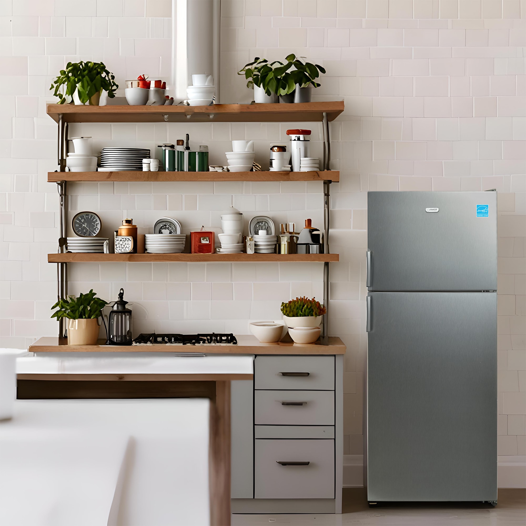 Refrigerador de 14.3 pies cúbicos de profundidad de mostrador con congelador superior (Acero inoxidable) Certificado ENERGY STAR RF 143 ACERO INOXIDABLE