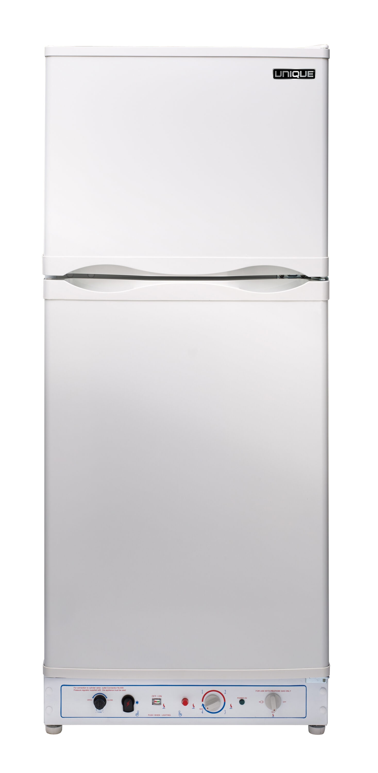 Refrigerador de propano Off-Grid único de 6.4 pies cúbicos con congelador superior de profundidad de mostrador (Blanco) UGP-6C SM W