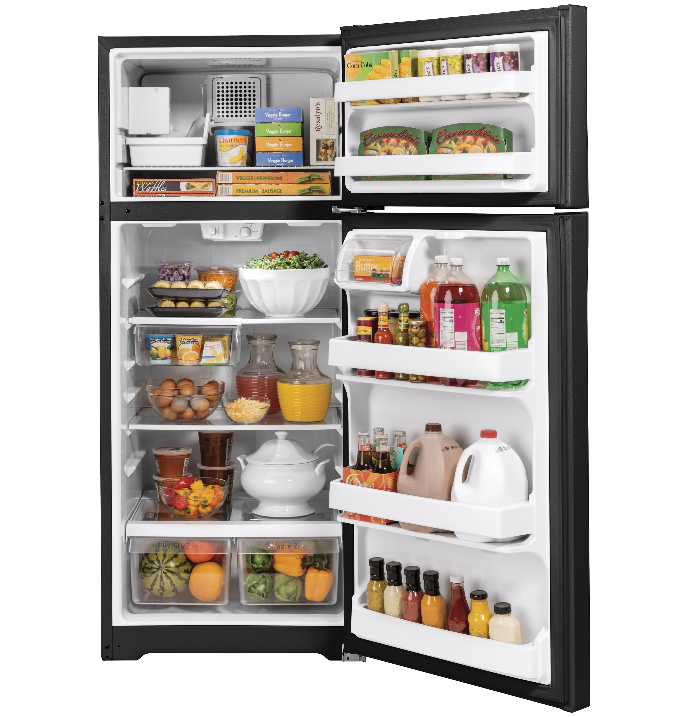 Refrigerador con congelador superior de 17.5 pies cúbicos con fabricador de hielo (negro) Certificado ENERGY STAR