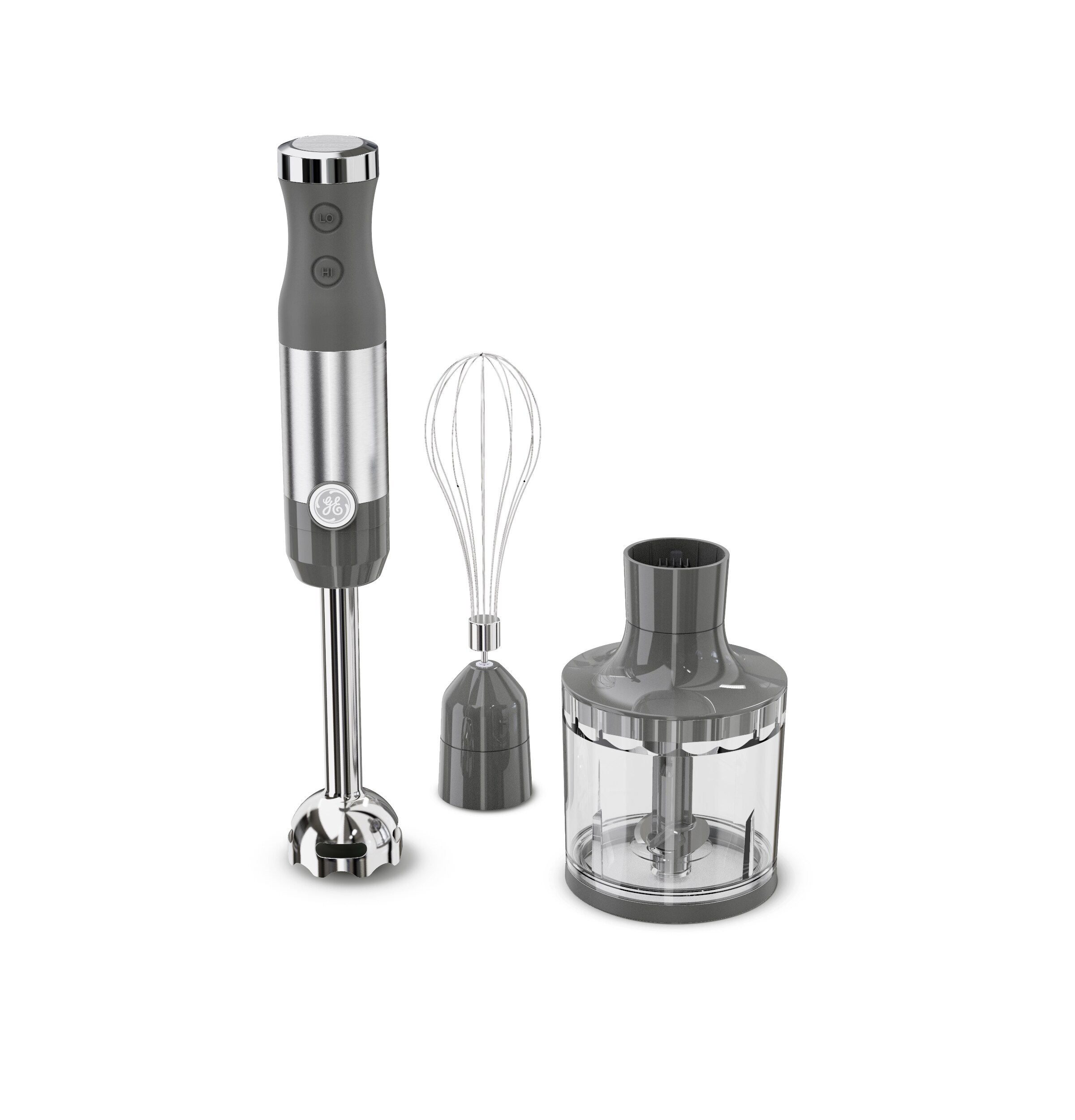 Licuadora de inmersión GE de 2 velocidades y 500 watts con vaso adicional (acero inoxidable)