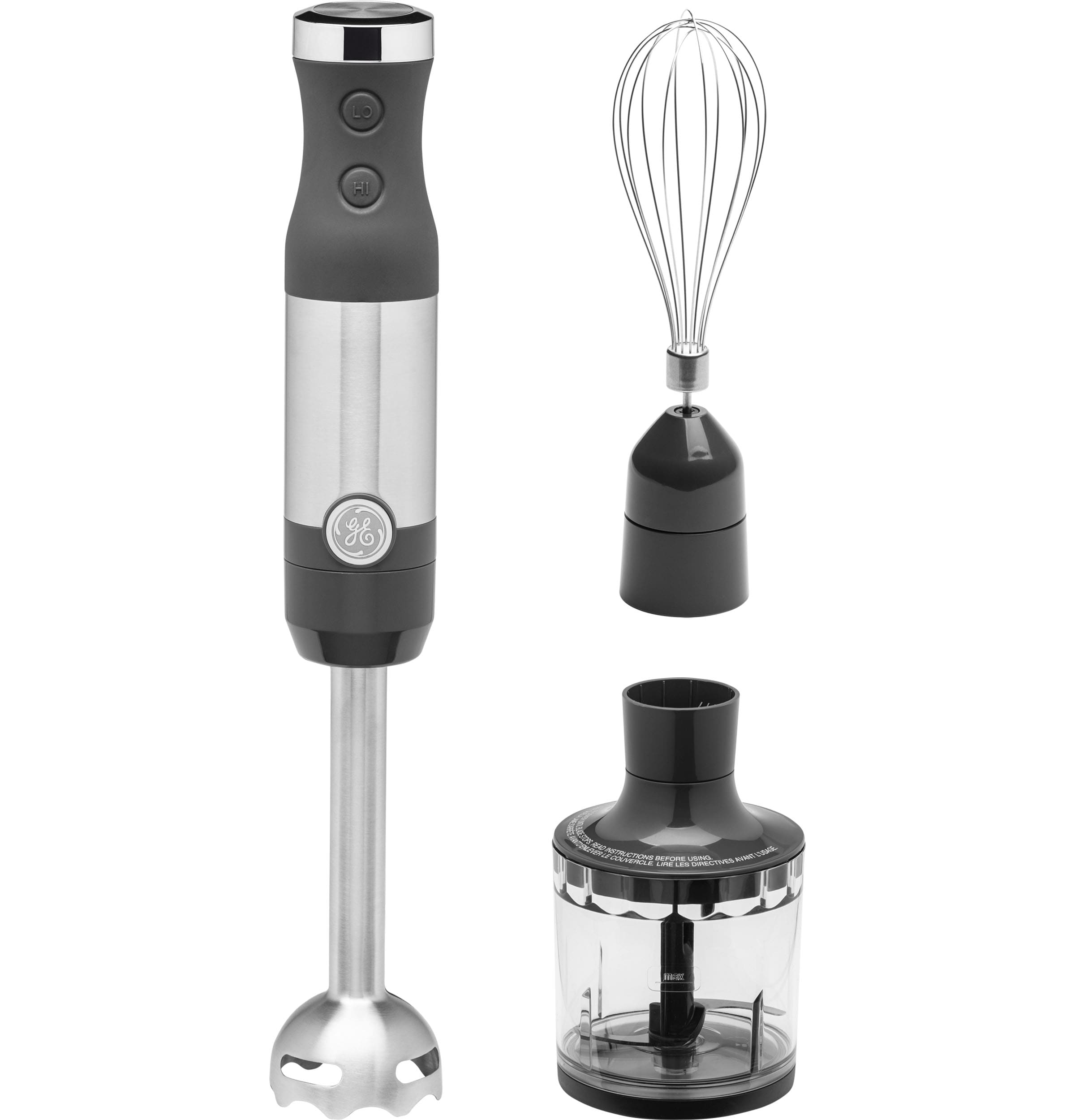 Licuadora de inmersión GE de 2 velocidades y 500 watts con vaso adicional (acero inoxidable)