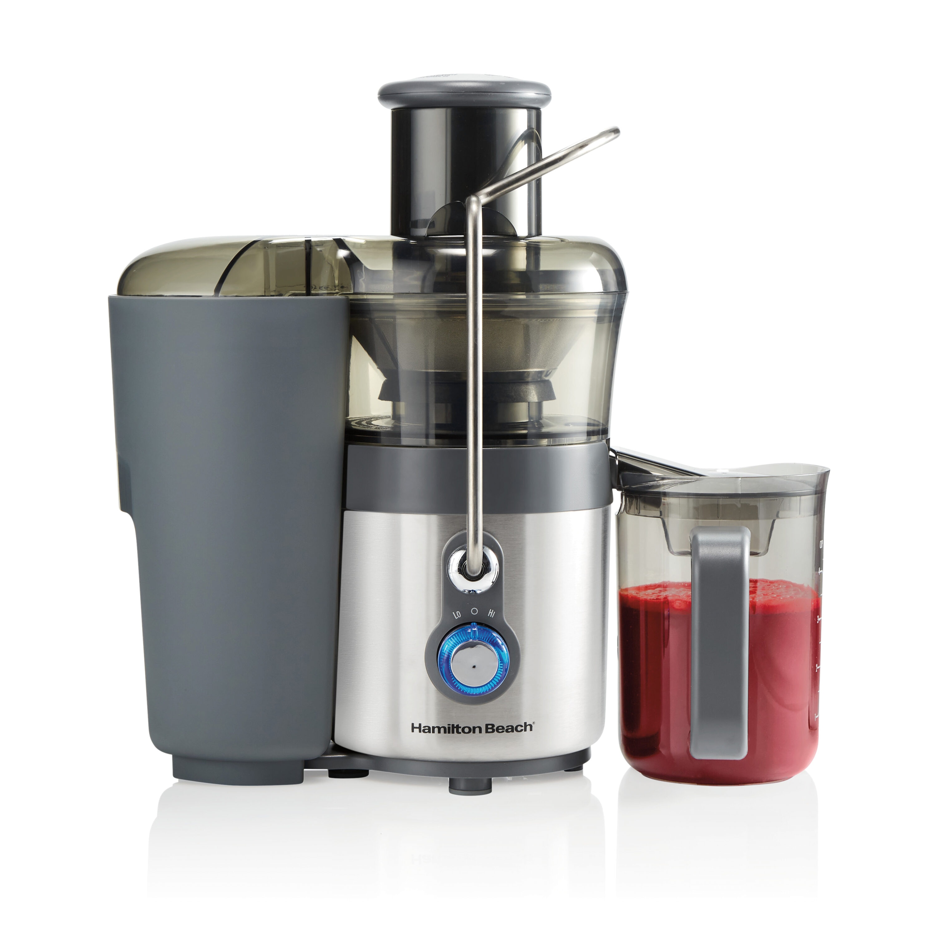 Extractor de Jugo de Boca Grande Hamilton Beach de 40 onzas con Bandeja de Pulpa Removible (acero inoxidable) 67850
