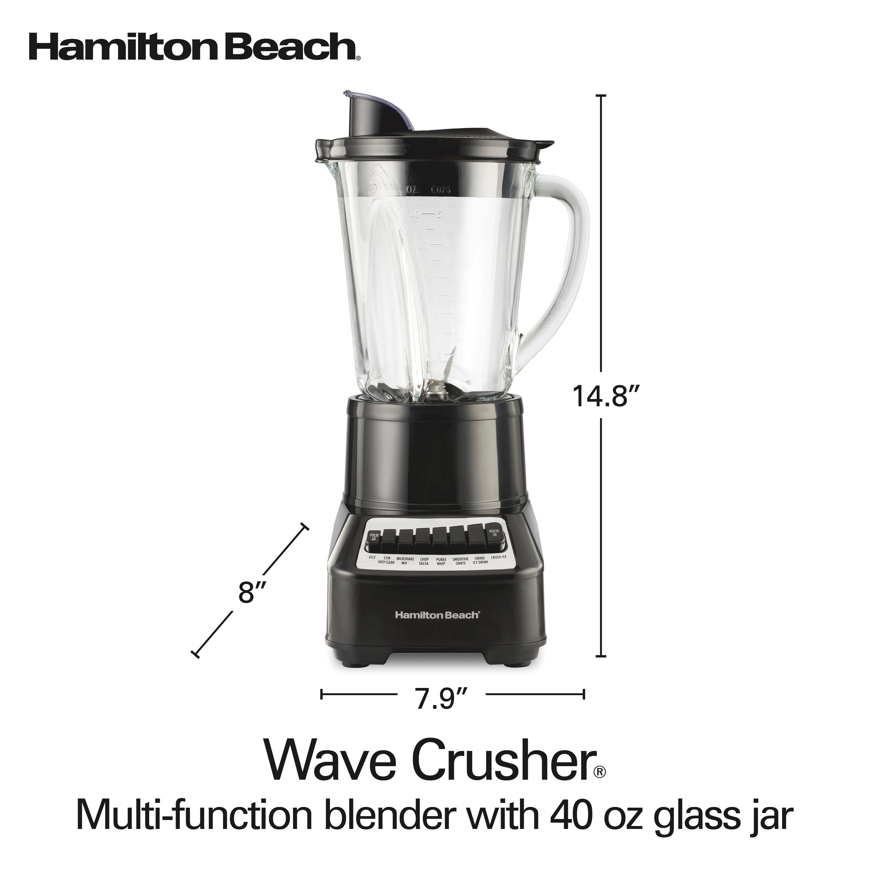 Licuadora de mostrador de 14 velocidades de 40 onzas (negra) Hamilton Beach 54220G