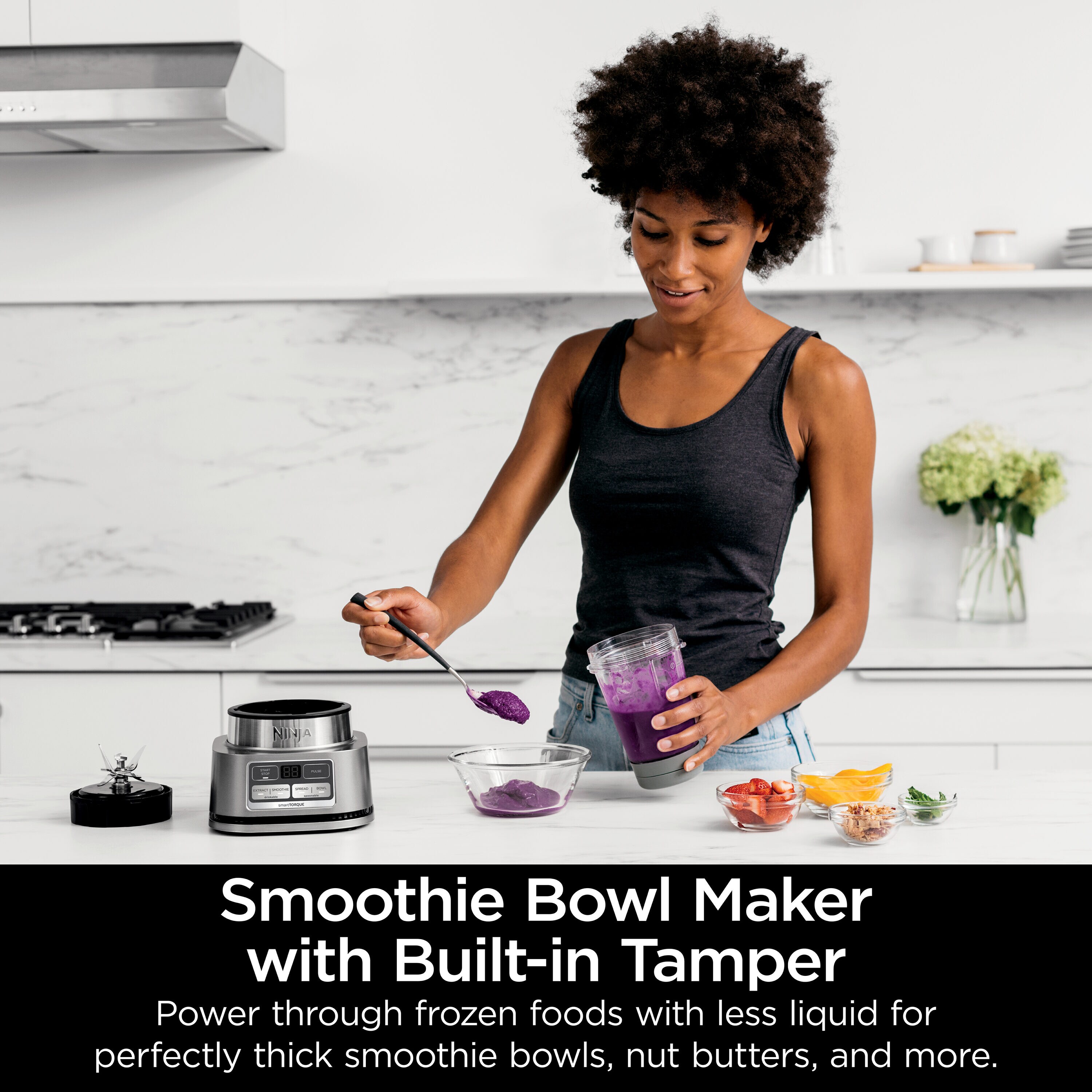Ninja Foodi Extractor de Nutrientes para Hacer Smoothie Bowls 24 oz Licuadora de 1 Velocidad (Plateado) SS101