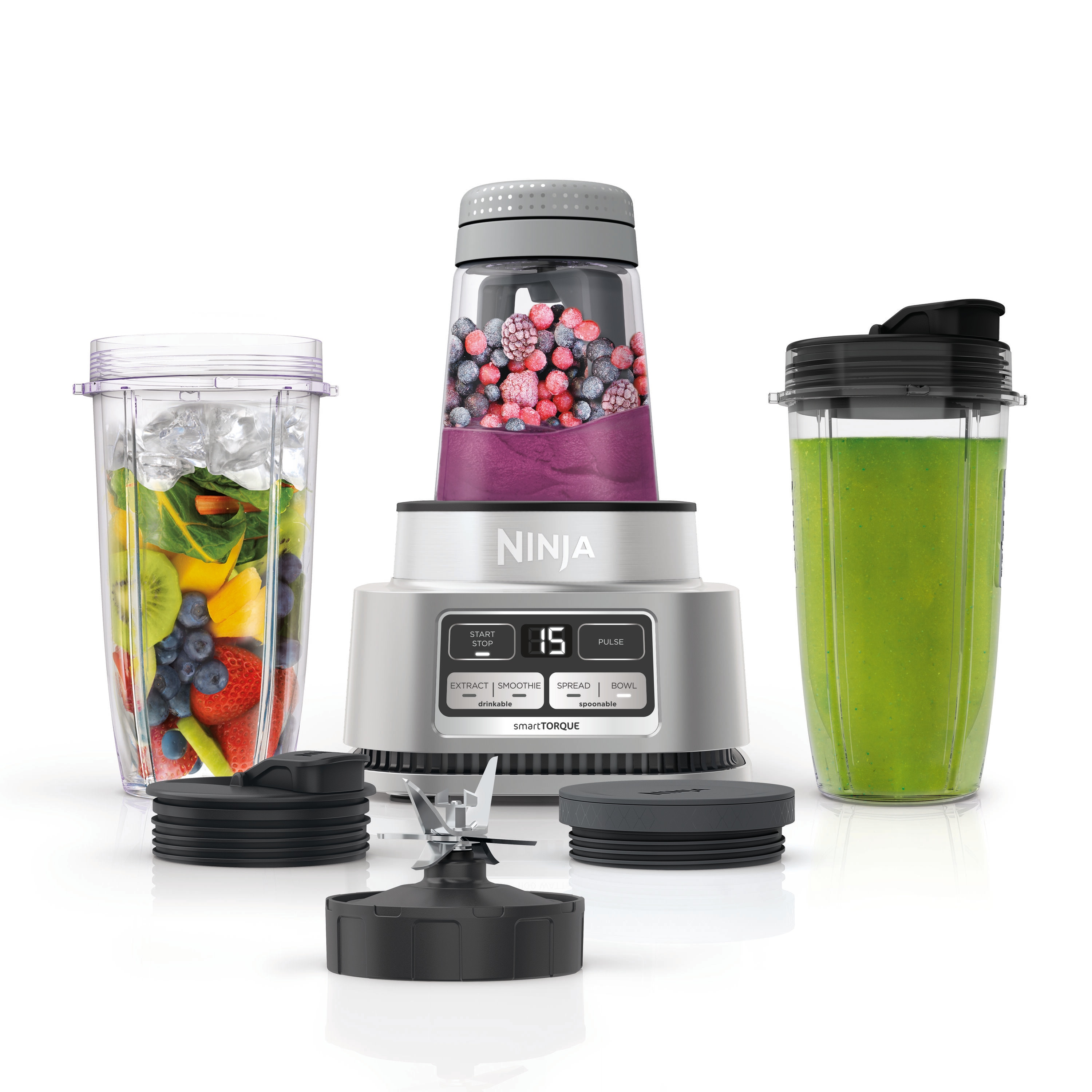 Ninja Foodi Extractor de Nutrientes para Hacer Smoothie Bowls 24 oz Licuadora de 1 Velocidad (Plateado) SS101