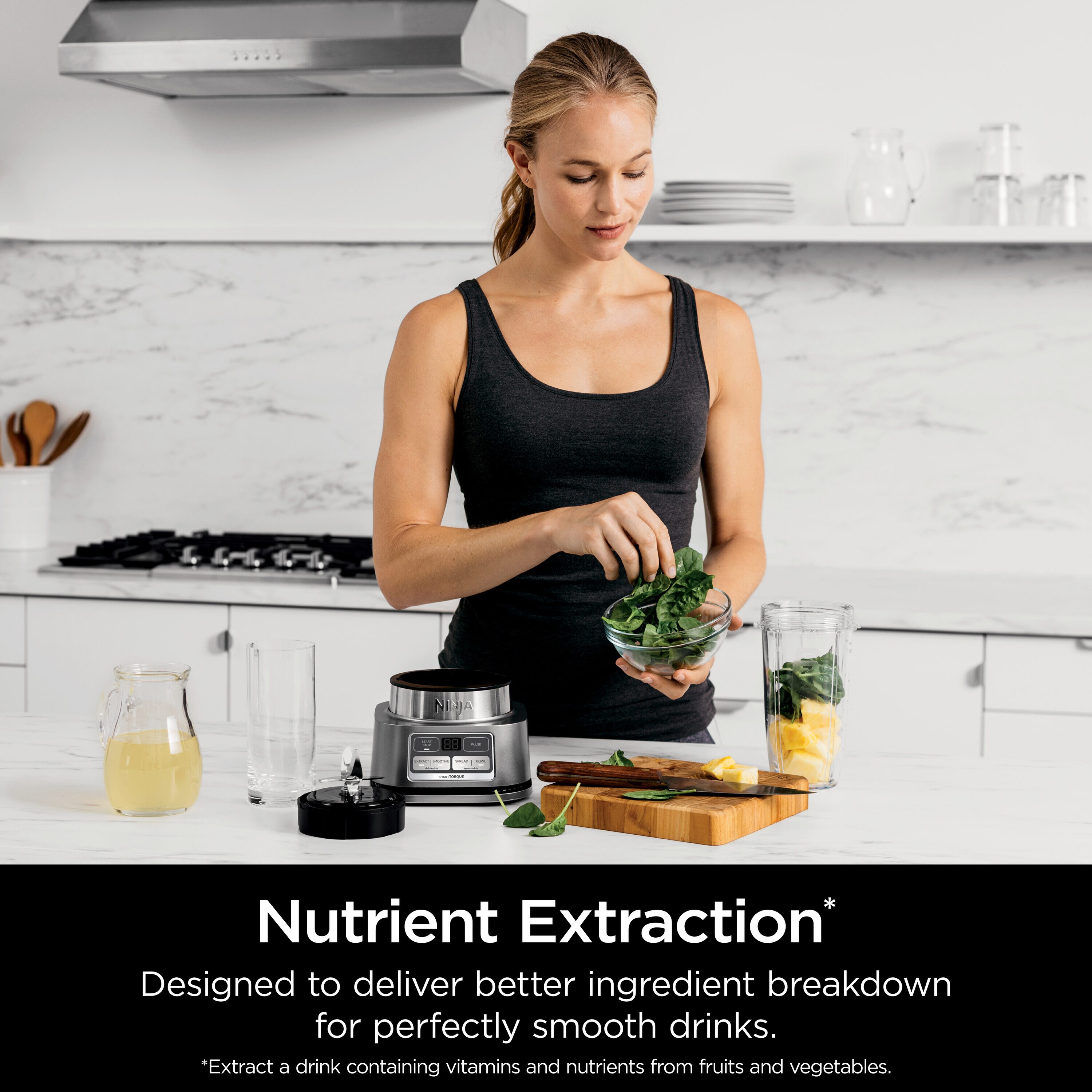 Ninja Foodi Extractor de Nutrientes para Hacer Smoothie Bowls 24 oz Licuadora de 1 Velocidad (Plateado) SS101