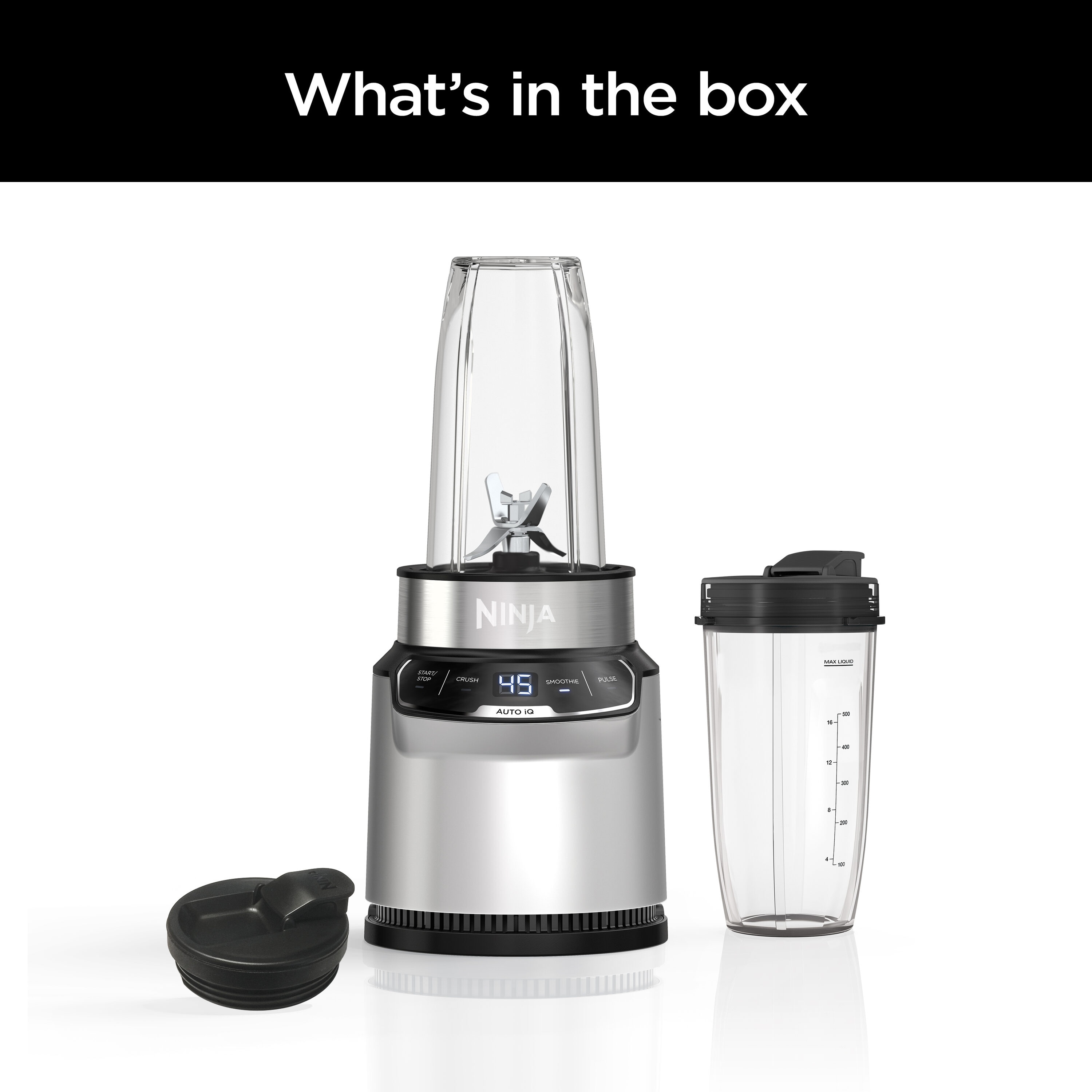 Licuadora Ninja Nutri-Blender Pro con Auto-iQ, Licuadora Personal de 24 oz y 2 velocidades en color Plata Nube BN401