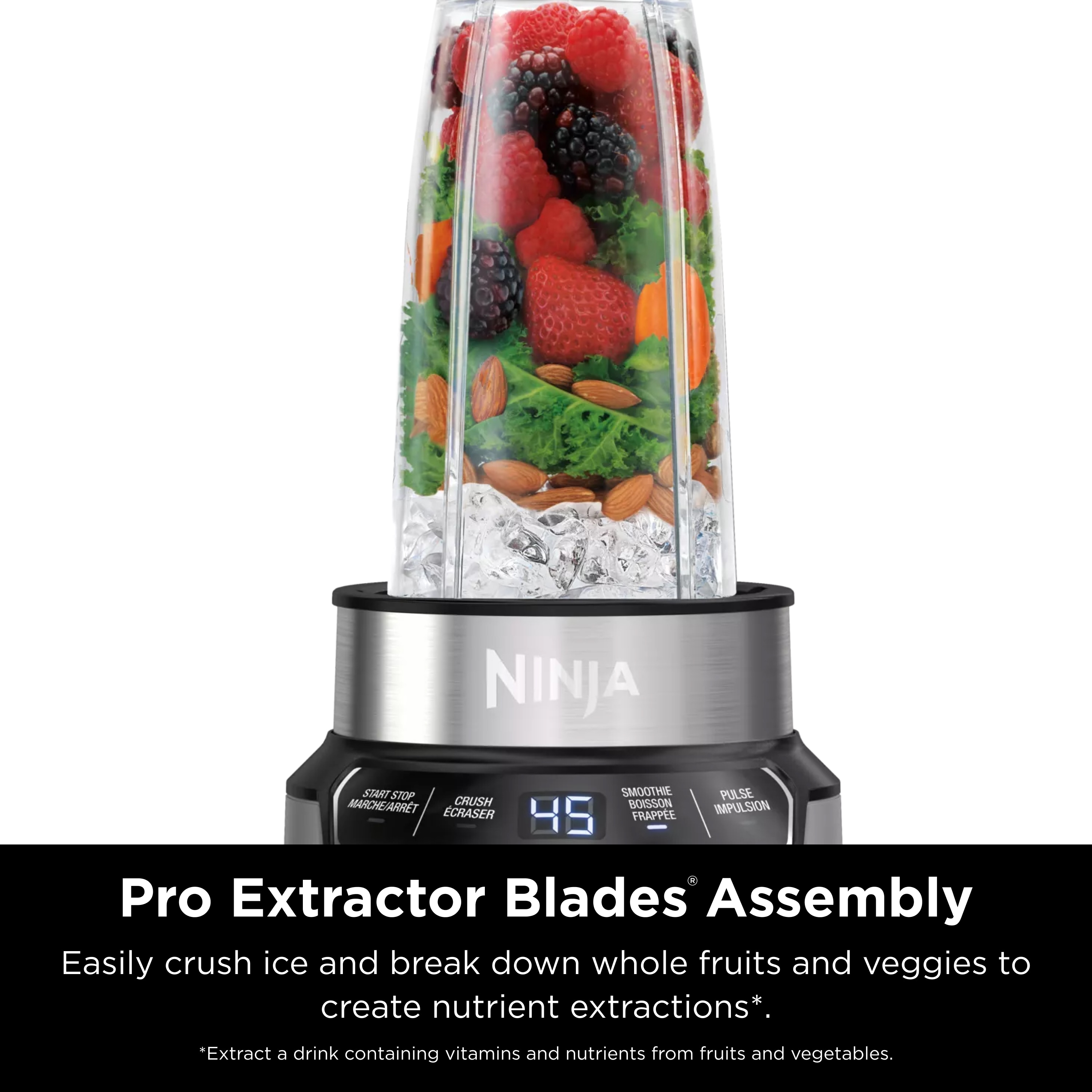 Licuadora Ninja Nutri-Blender Pro con Auto-iQ, Licuadora Personal de 24 oz y 2 velocidades en color Plata Nube BN401