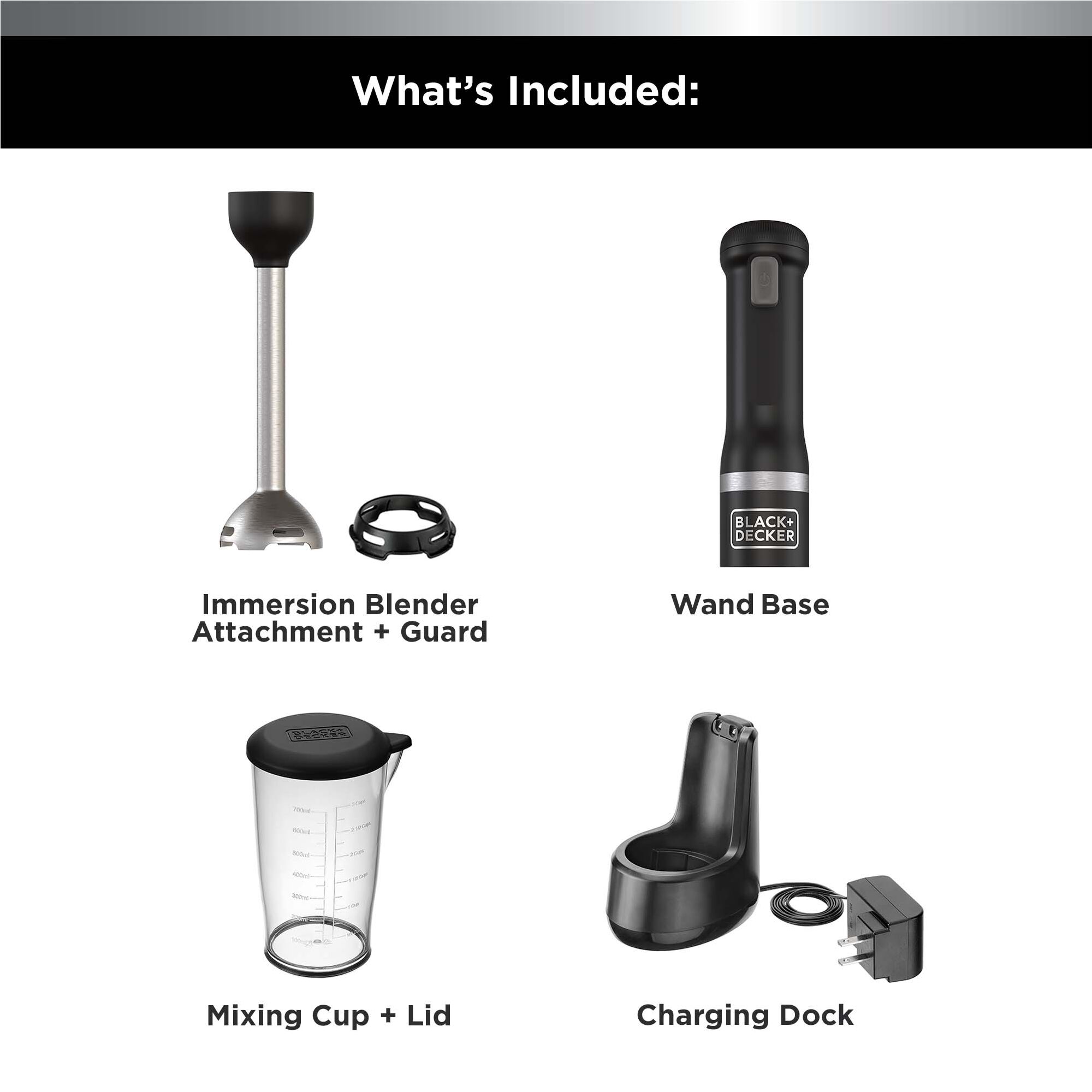 Licuadora de inmersión BLACK+DECKER de 5 velocidades y 220 watts con tarro accesorio (negro)