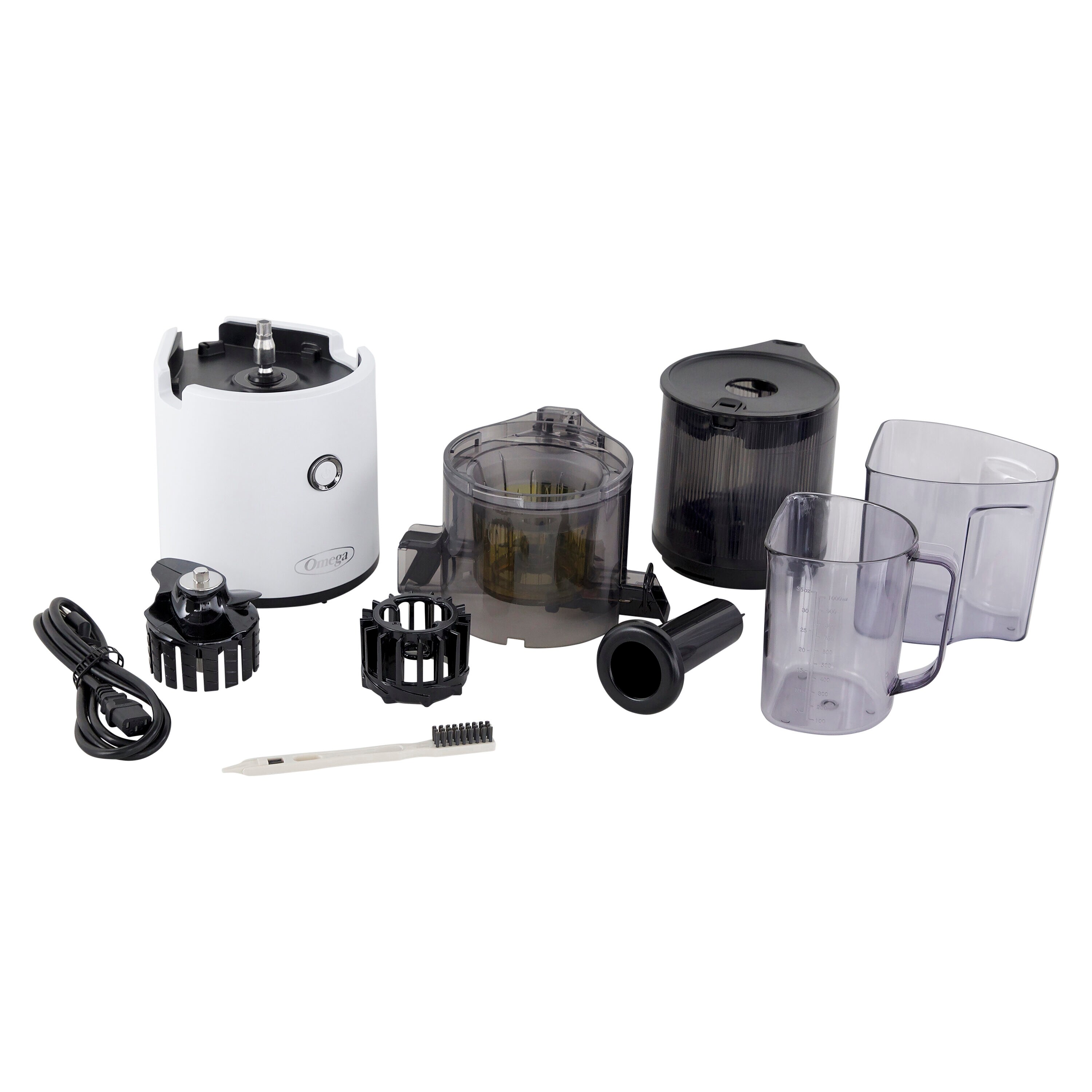 Extractor de jugo OMEGA de 64 onzas con bandeja de pulpa removible (Blanco) JC2022WHT11