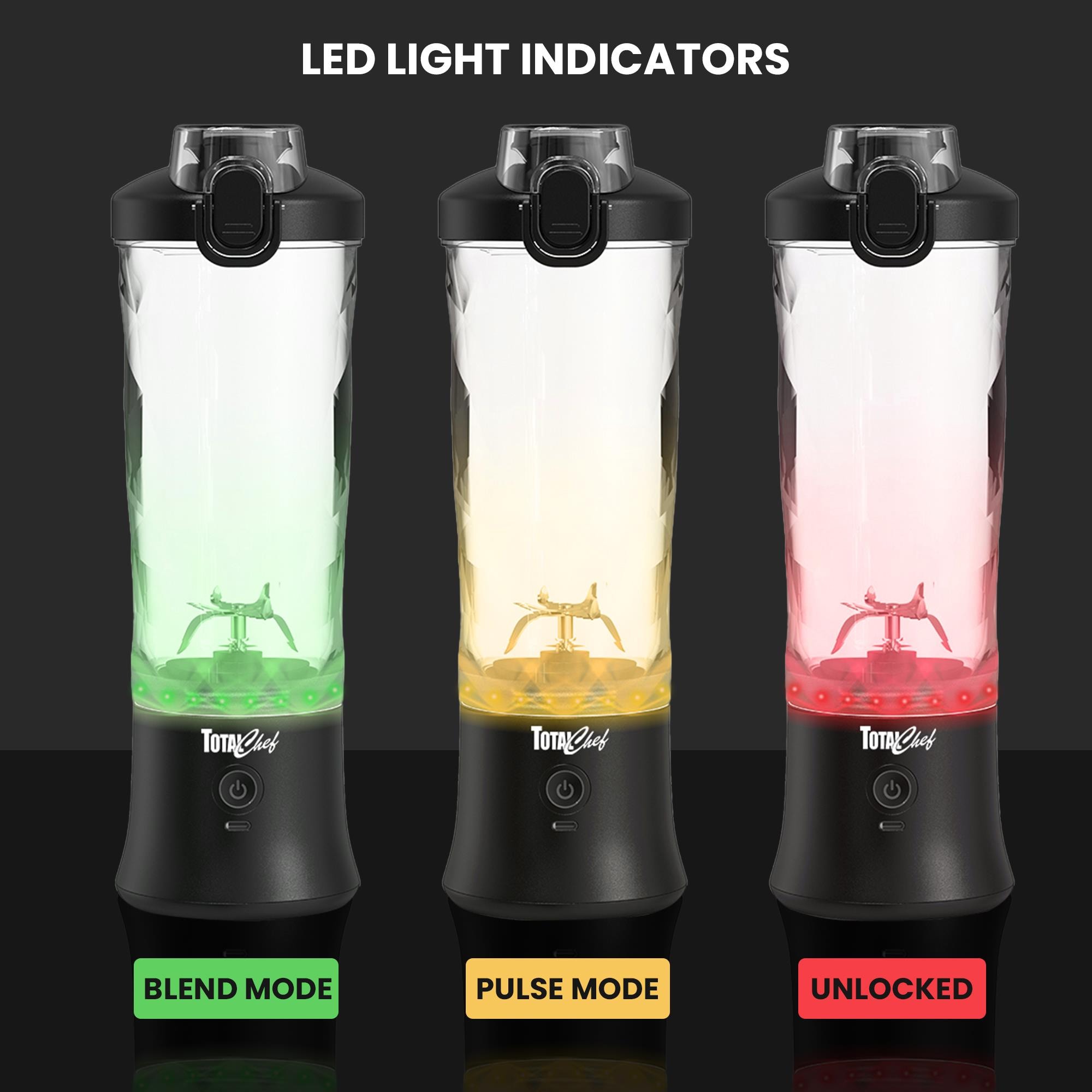 Licuadora personal portátil de 20 oz recargable por USB Total Chef de Koolatron (negro)