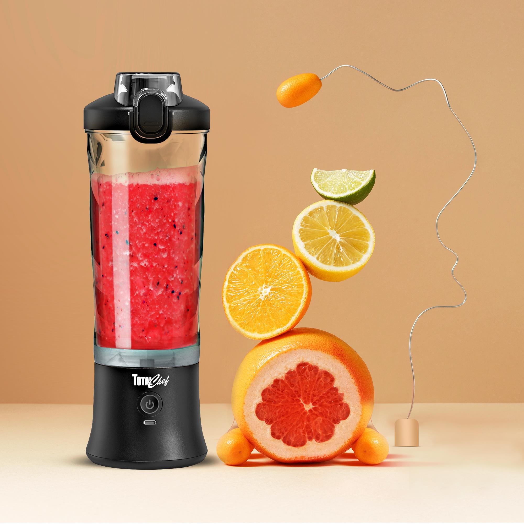 Licuadora personal portátil de 20 oz recargable por USB Total Chef de Koolatron (negro)