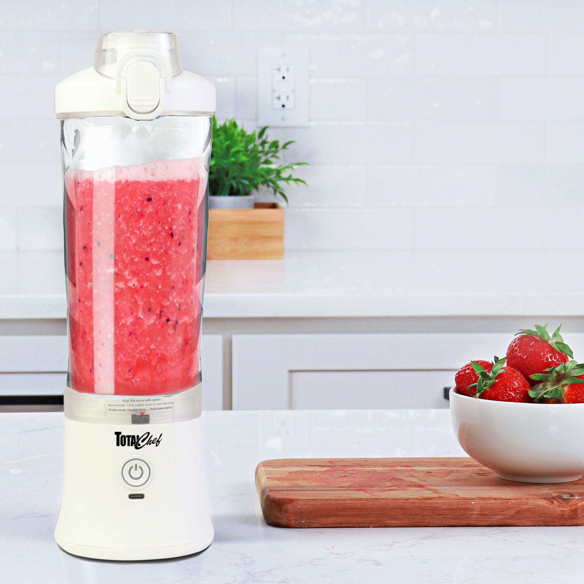Batidora portátil recargable USB Total Chef de Koolatron de 20 oz (Blanco)