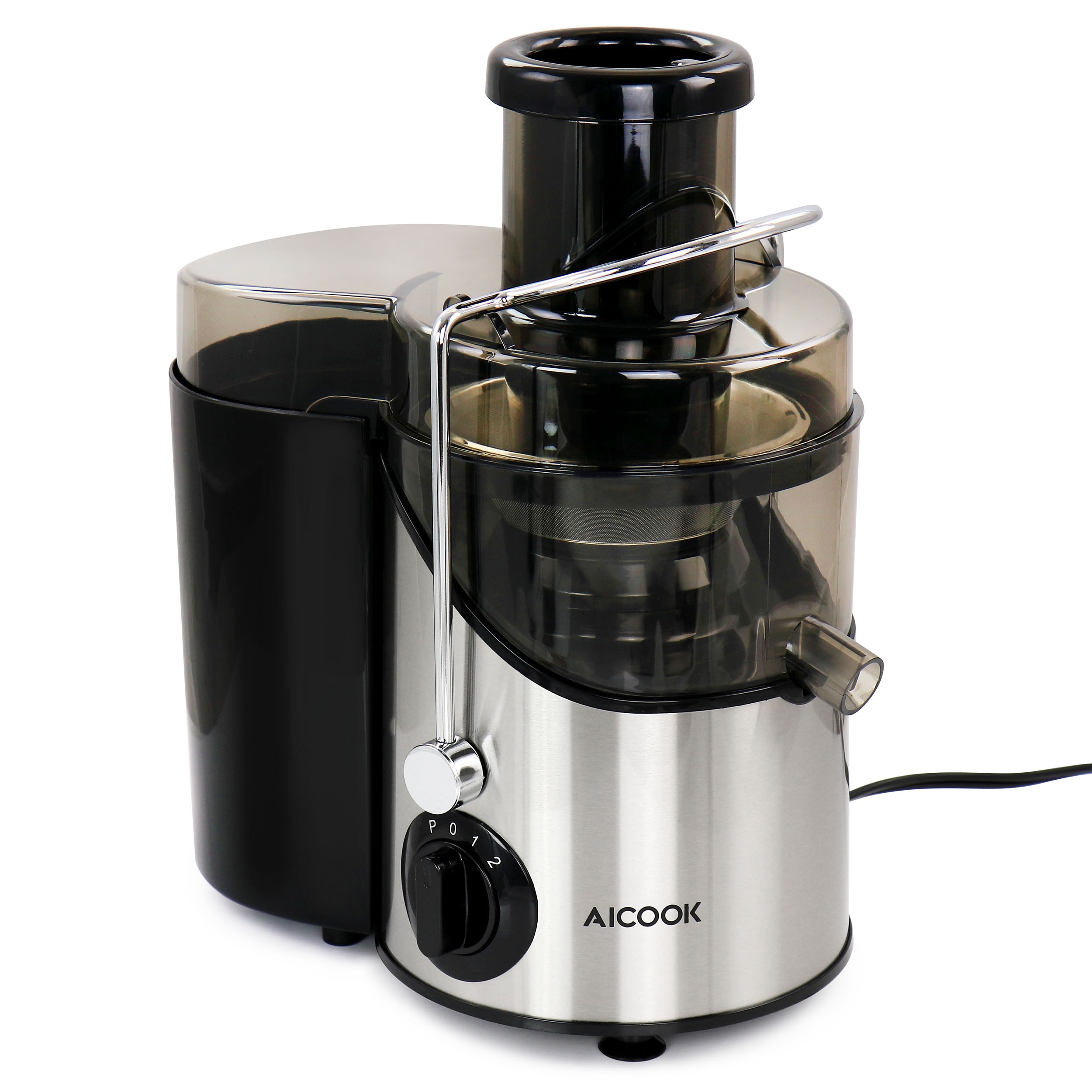 Extractor de jugo de 13.6 onzas Aicook con bandeja de pulpa removible (plateado)