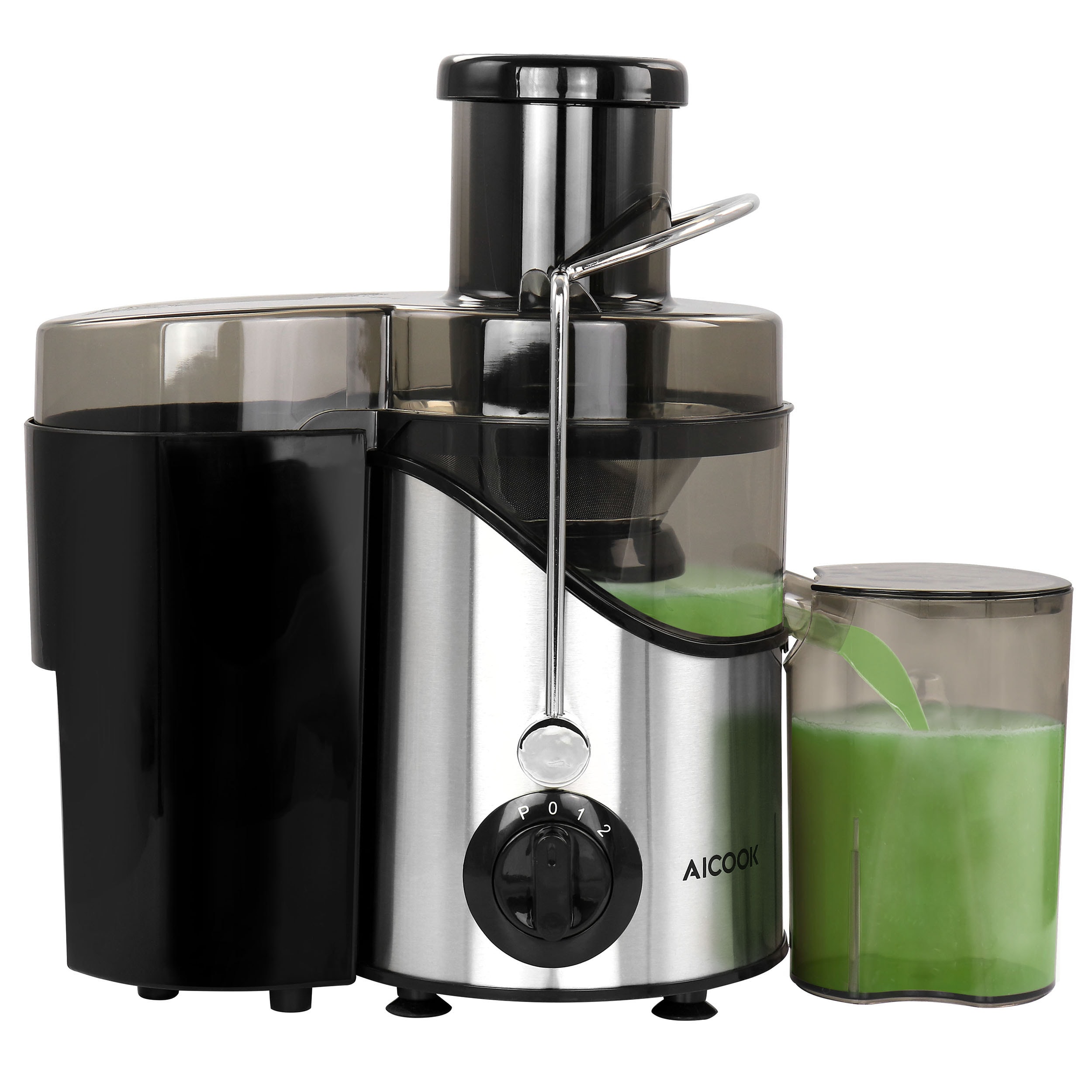 Extractor de jugo de 13.6 onzas Aicook con bandeja de pulpa removible (plateado)