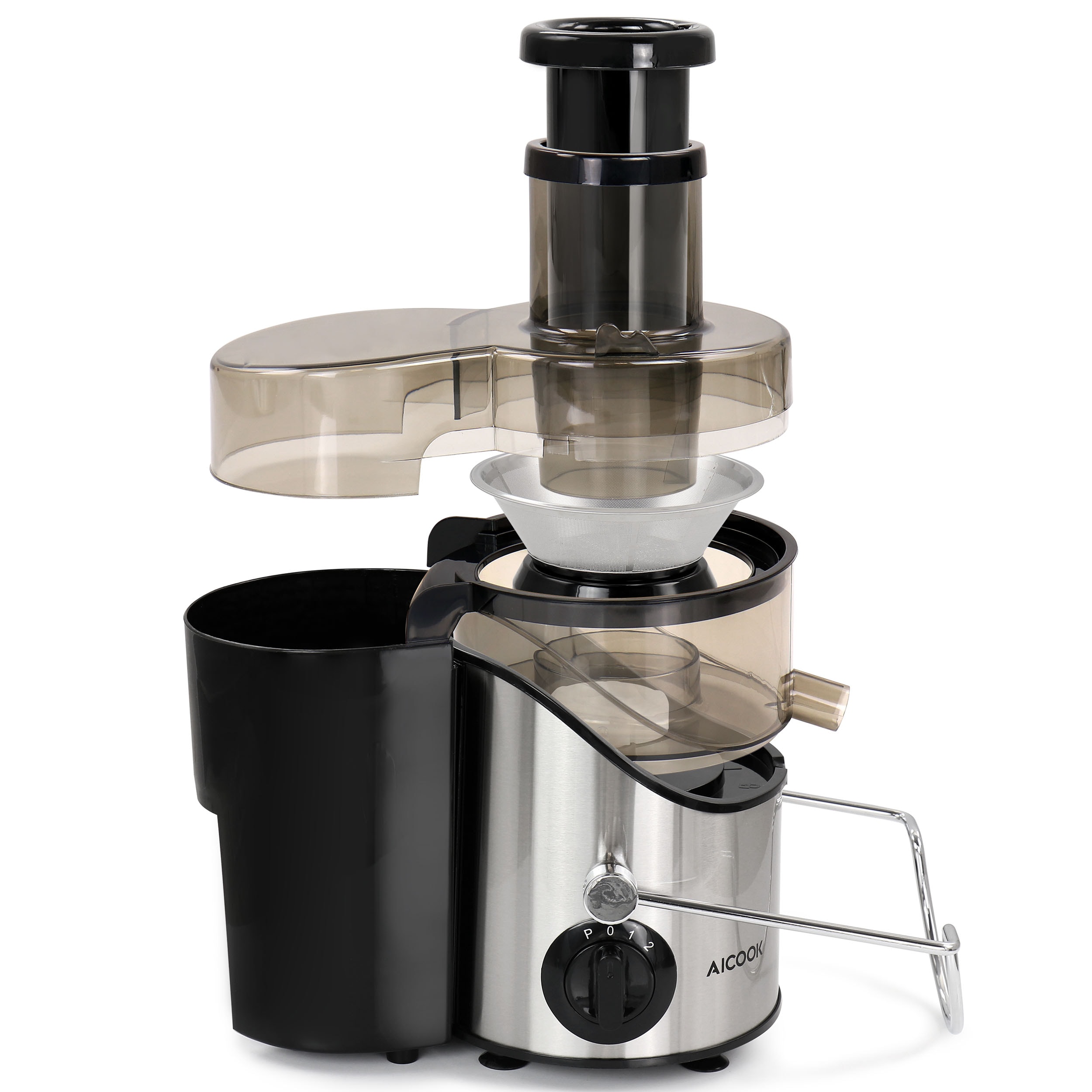 Extractor de jugo de 13.6 onzas Aicook con bandeja de pulpa removible (plateado)