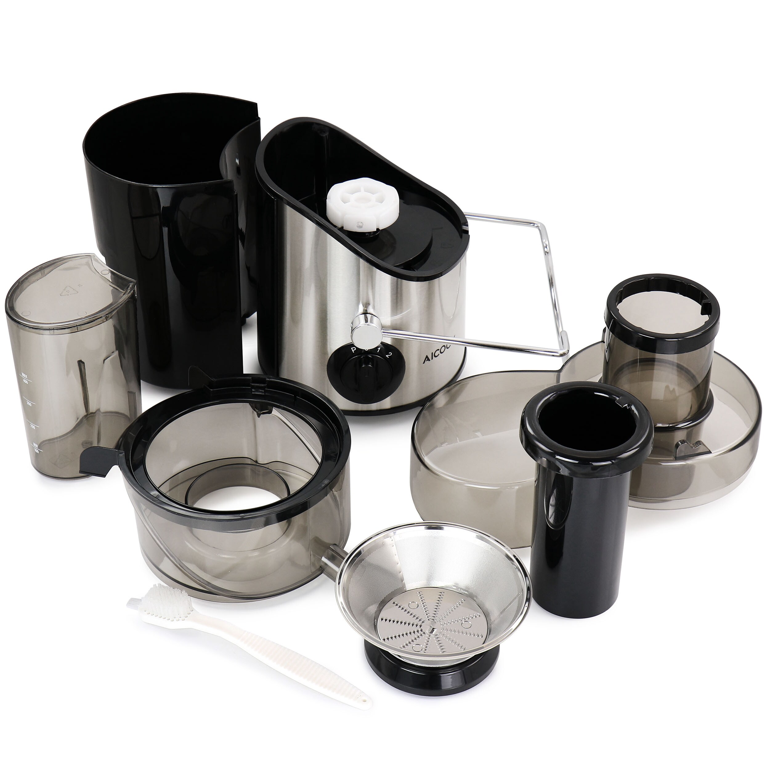 Extractor de jugo de 13.6 onzas Aicook con bandeja de pulpa removible (plateado)