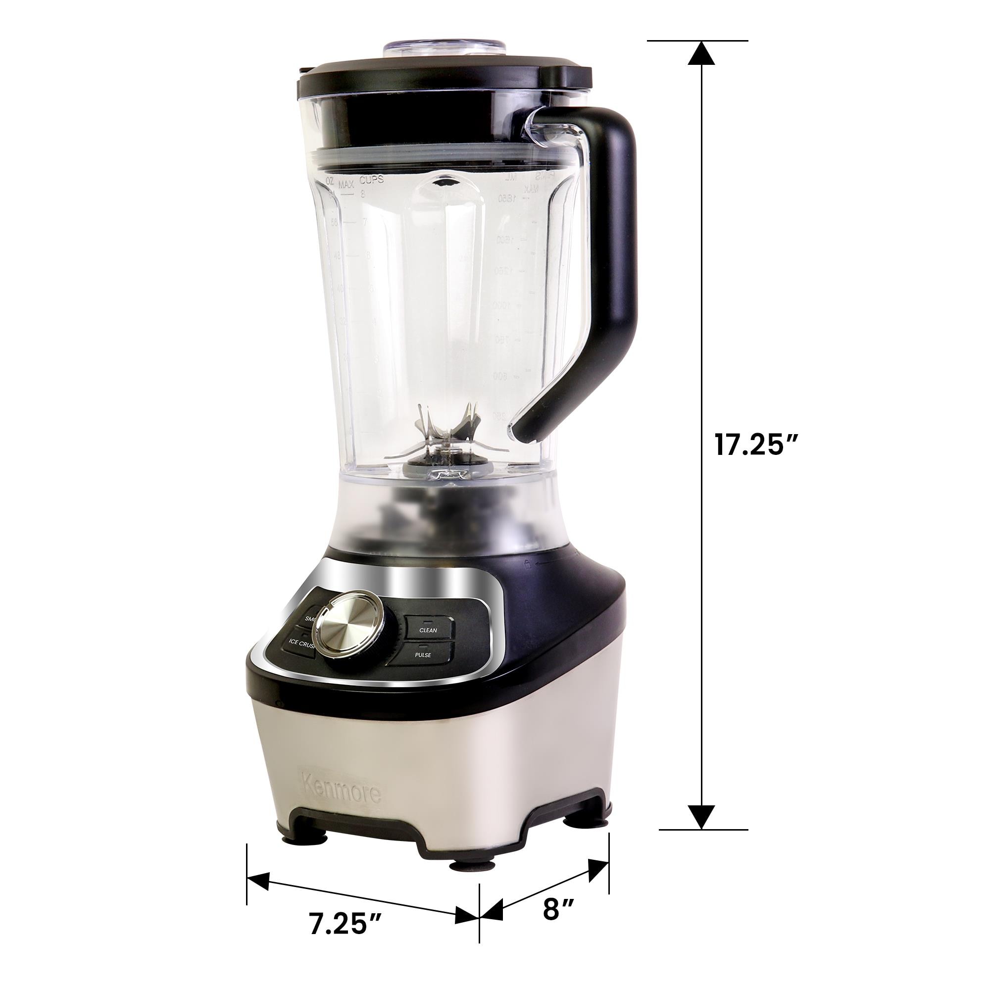 Licuadora de mostrador de acero inoxidable y negro de 64 onzas con vaso Tritan de velocidad variable Kenmore (3 velocidades)