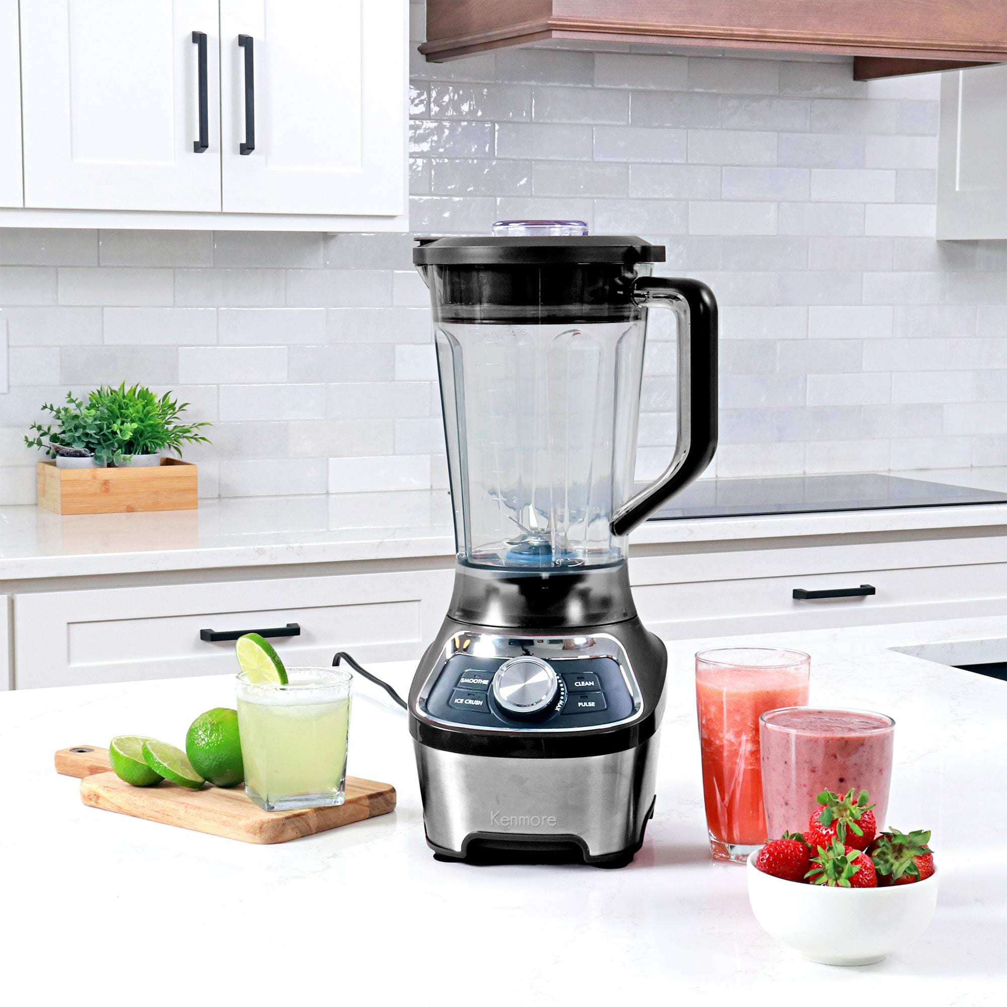 Licuadora de mostrador de acero inoxidable y negro de 64 onzas con vaso Tritan de velocidad variable Kenmore (3 velocidades)