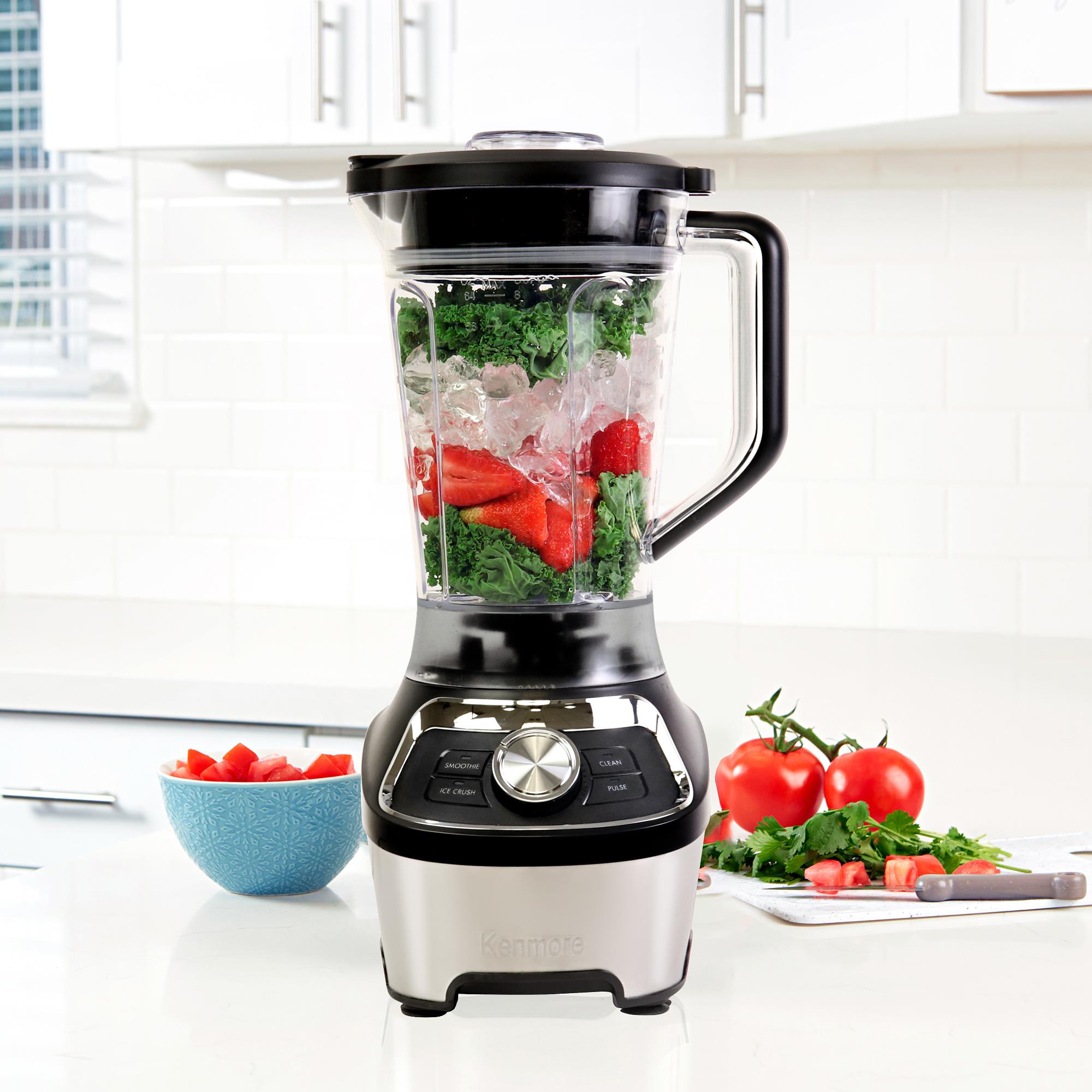 Licuadora de mostrador de acero inoxidable y negro de 64 onzas con vaso Tritan de velocidad variable Kenmore (3 velocidades)