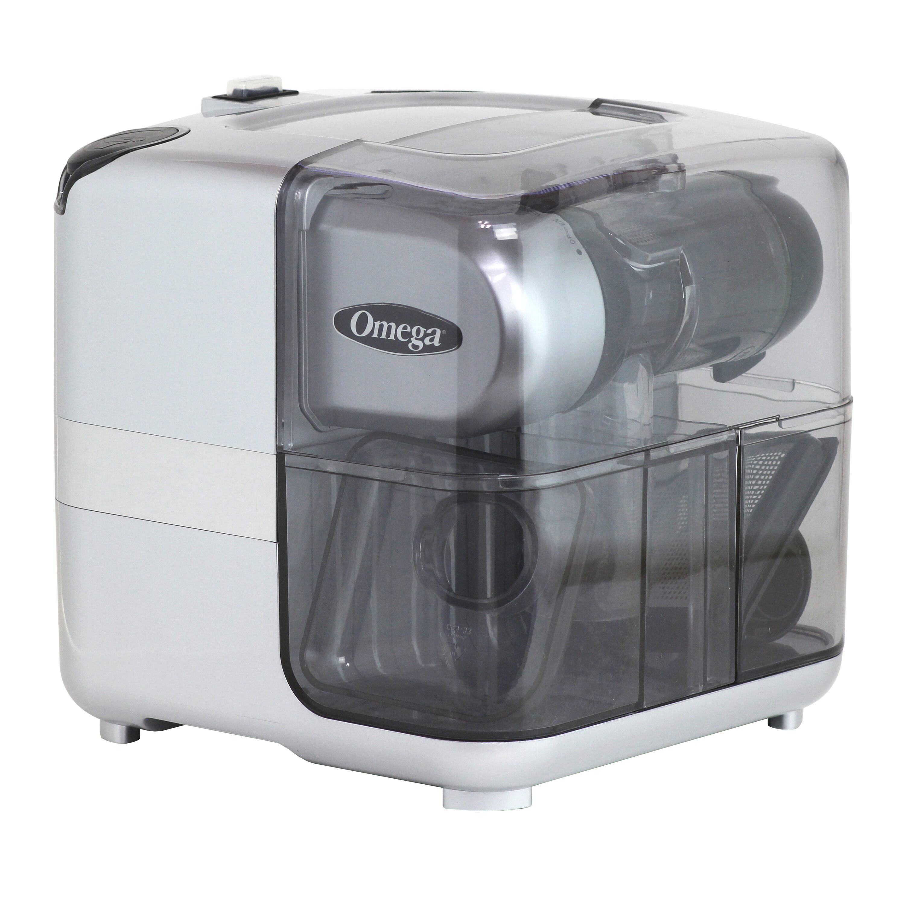 Extractor de jugos OMEGA de 16 onzas con bandeja de pulpa removible (plata) JCUBE500SV