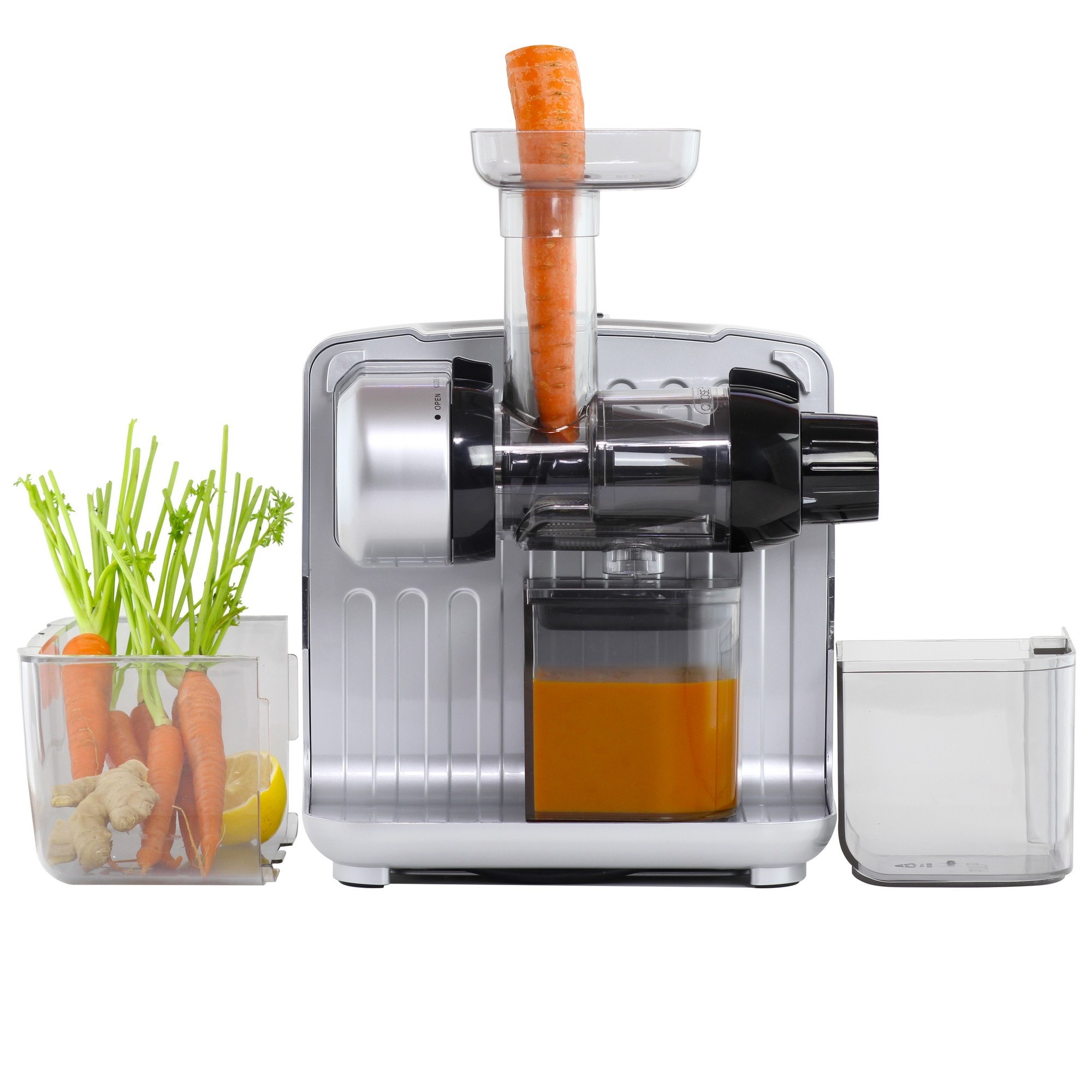 Extractor de jugos OMEGA de 16 onzas con bandeja de pulpa removible (plata) JCUBE500SV