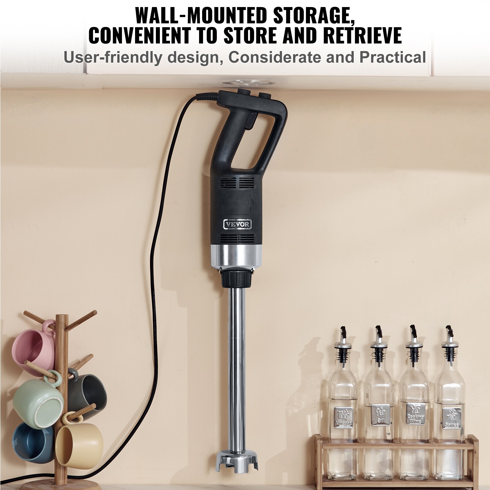 Mezcladora de alta resistencia de 500W y 19.7", 18000 velocidades, batidora de inmersión de 500 watts (cuchilla de acero inoxidable)