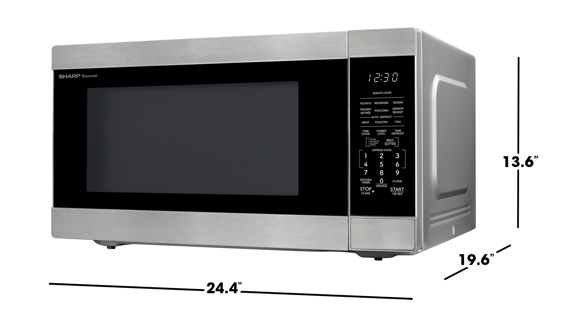 Horno de Microondas de Encimera de Acero Inoxidable de Gran Capacidad de 2.2 pies cúbicos (más de 1.5 pies cúbicos) y 1200 watts con Controles de Cocina con Sensor Sharp SMC2265KS