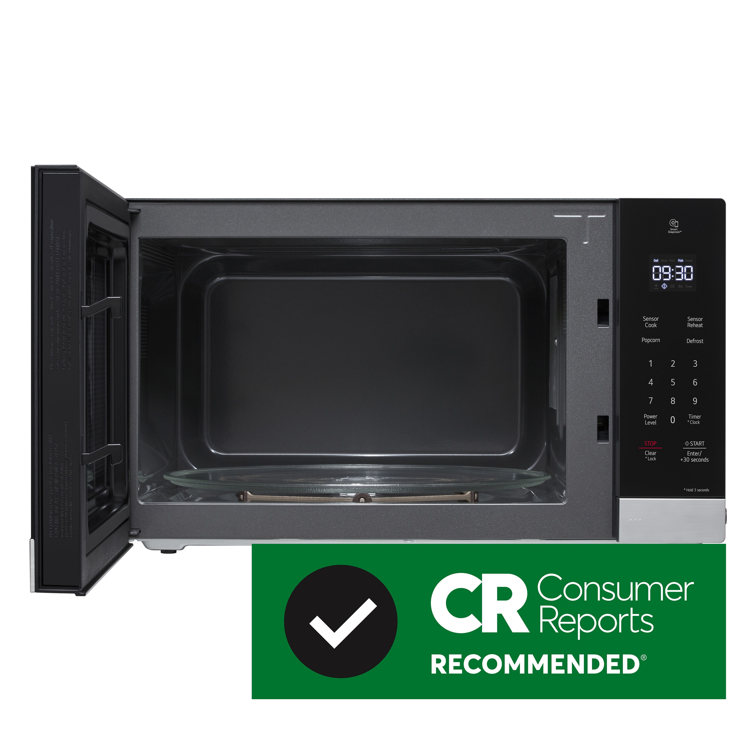 Microondas de mostrador LG de 1.5 pies cúbicos con controles de cocción por sensor de 1200 watts (Acero Inoxidable) MSER1590S
