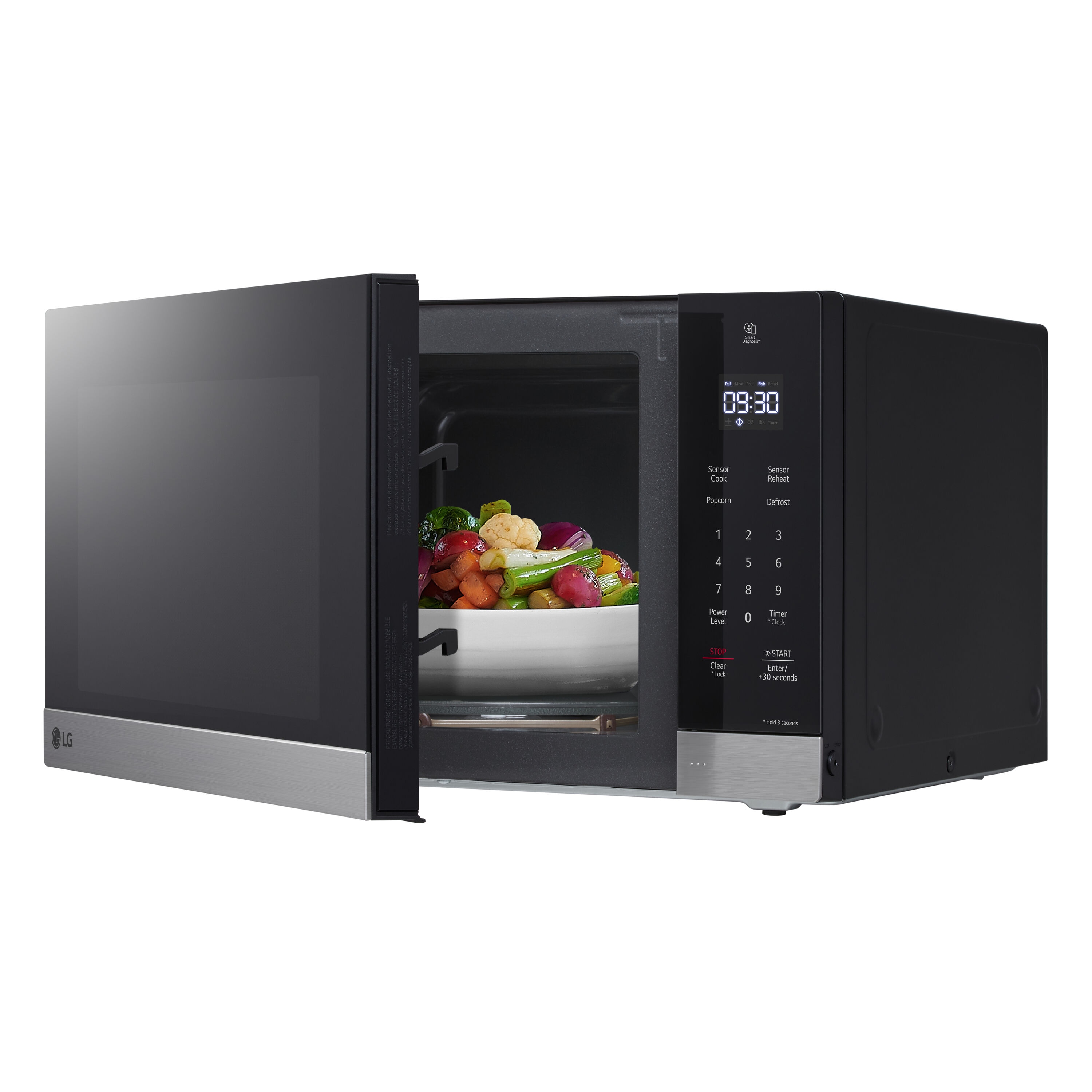 Microondas de mostrador LG de 1.5 pies cúbicos con controles de cocción por sensor de 1200 watts (Acero Inoxidable) MSER1590S