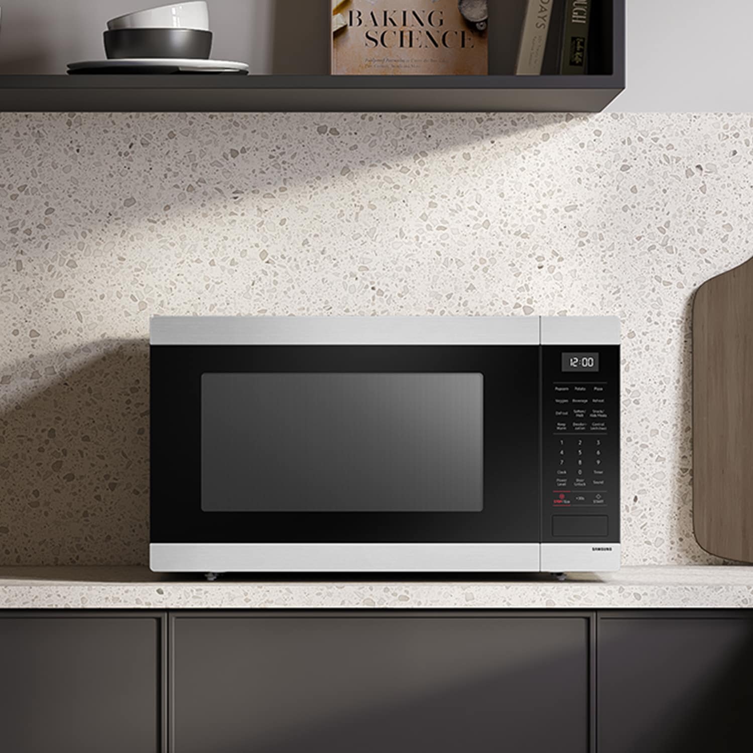 Microondas de Encimera de Acero Inoxidable de 1.9 pies cúbicos y 900 vatios con Controles de Cocción de Sensor (Mayores a 1.5 pies cúbicos) de Samsung