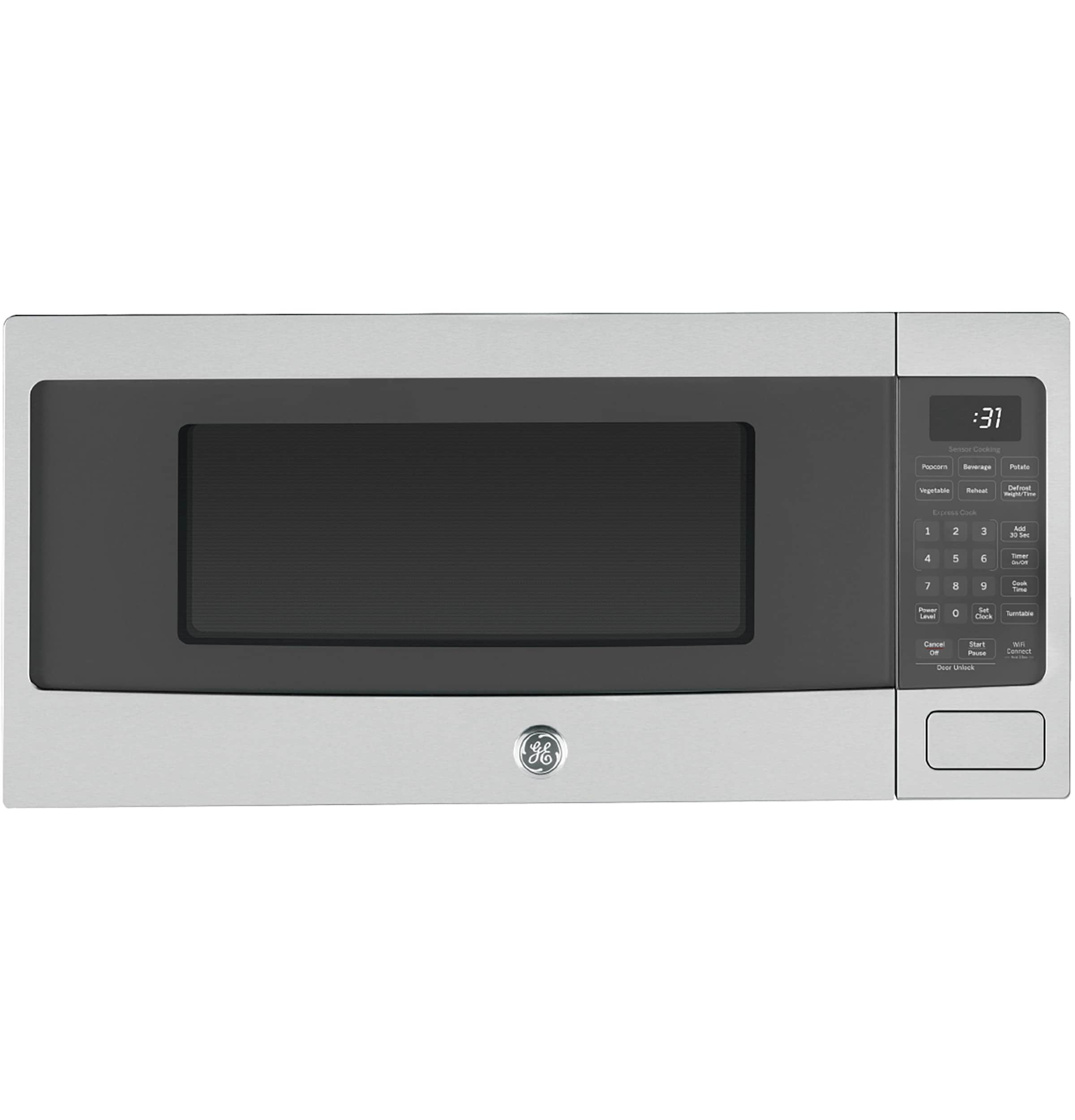 Microondas de encimera GE Profile de 1.1 pies cúbicos, 800 watts y controles de cocción por sensor (acero inoxidable)