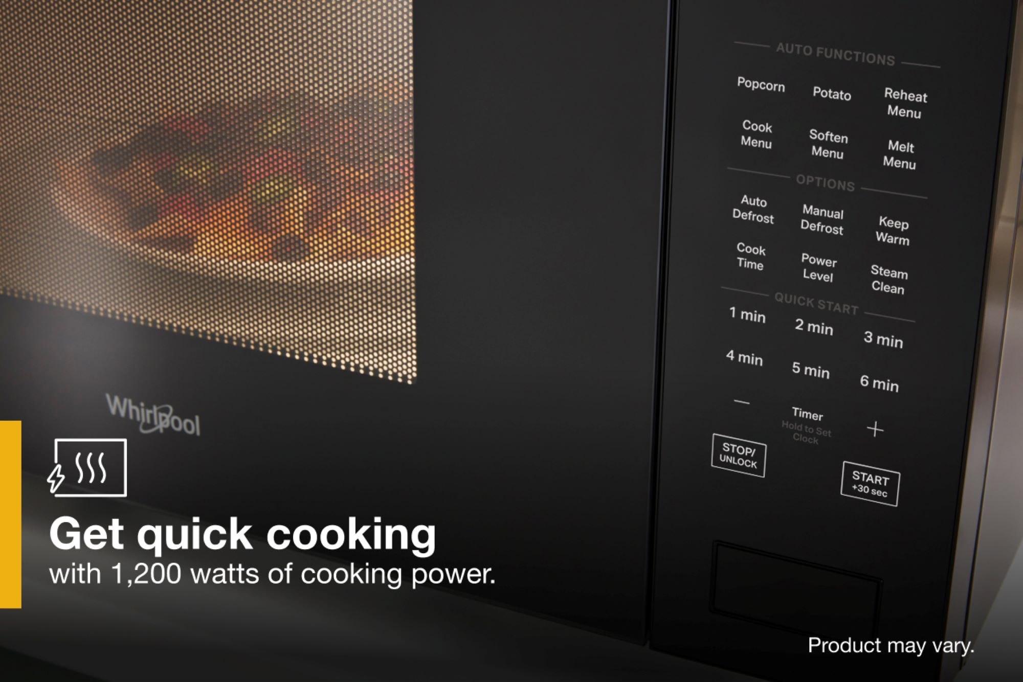 Microondas de mostrador Whirlpool de 1.6 pies cúbicos (más de 1.5 pies cúbicos) con controles de cocción con sensor de 1700 watts (Negro) WMCS7022RB