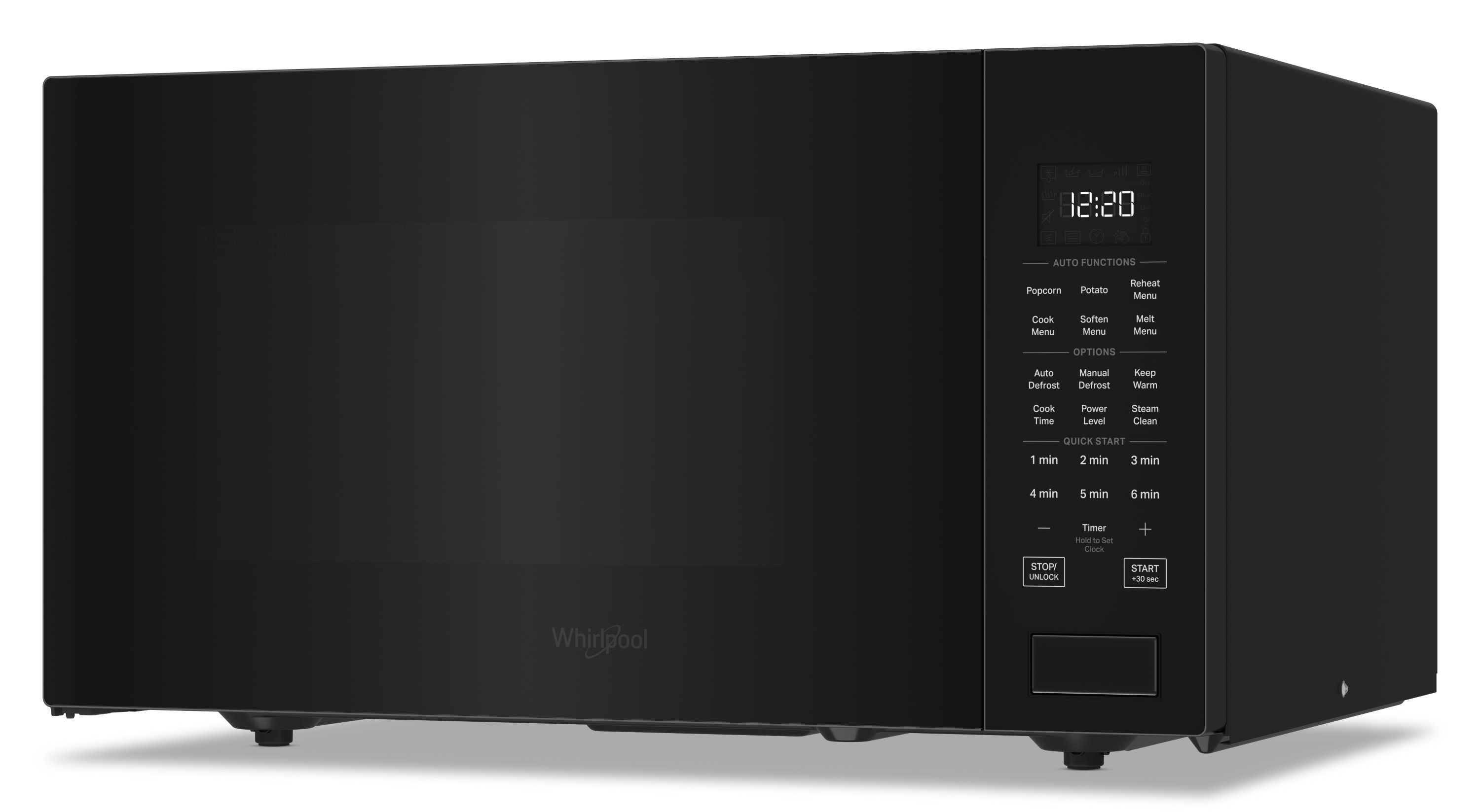 Microondas de mostrador Whirlpool de 1.6 pies cúbicos (más de 1.5 pies cúbicos) con controles de cocción con sensor de 1700 watts (Negro) WMCS7022RB