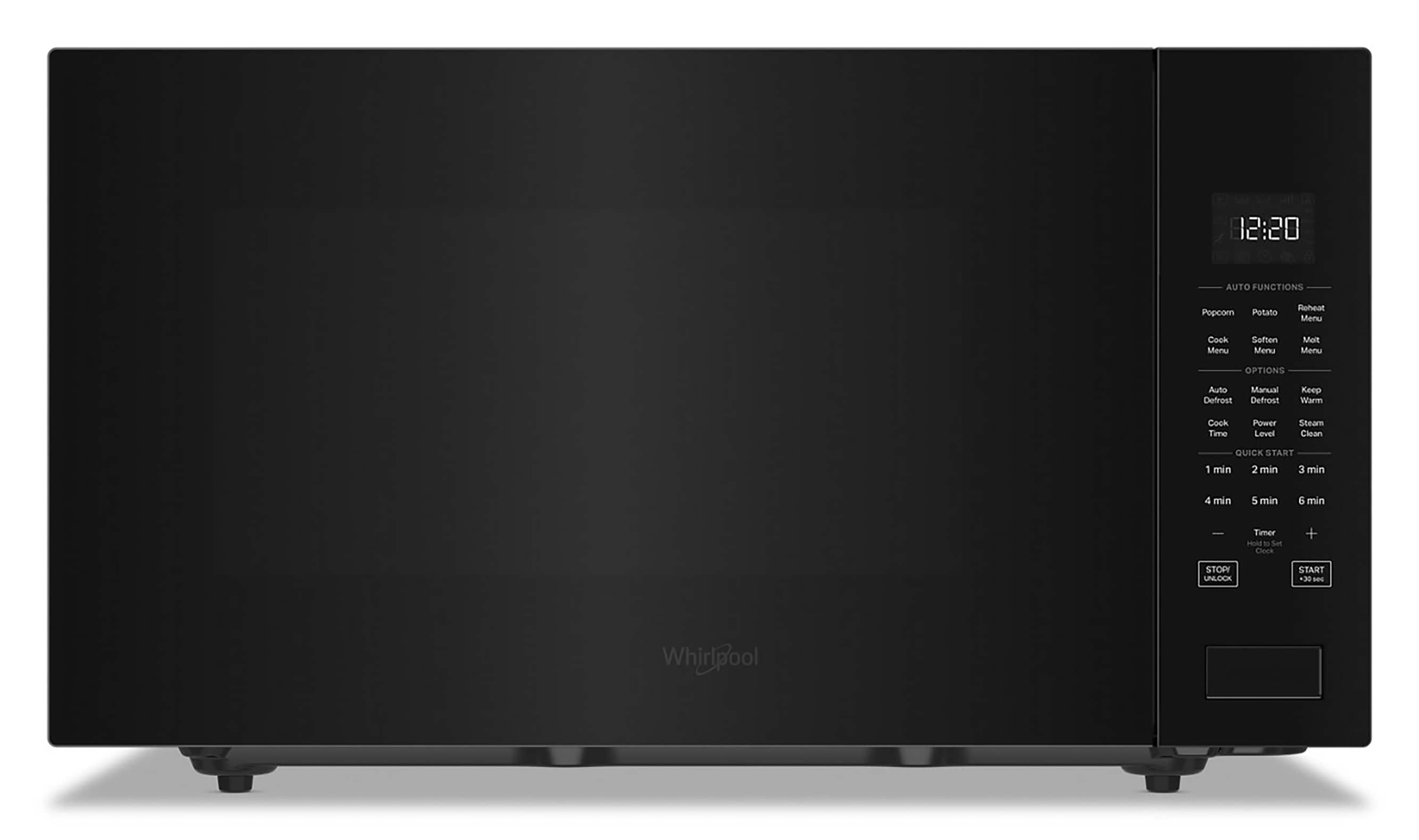 Microondas de Encimera Whirlpool de 2.2 pies cúbicos con controles de cocción por sensor de 1700 watts (Negro) - Modelo WMCS7024RB