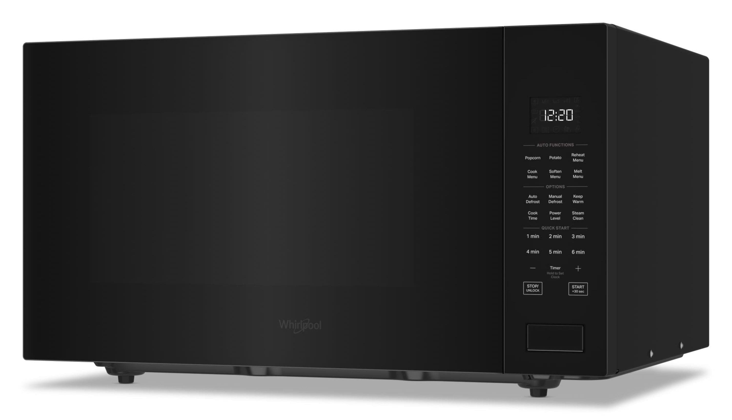 Microondas de Encimera Whirlpool de 2.2 pies cúbicos con controles de cocción por sensor de 1700 watts (Negro) - Modelo WMCS7024RB