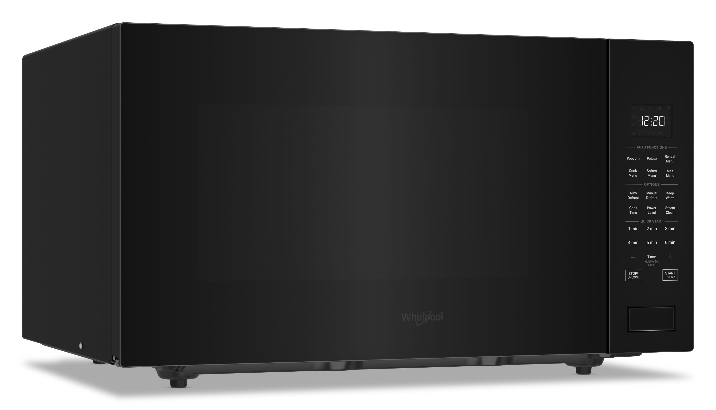 Microondas de Encimera Whirlpool de 2.2 pies cúbicos con controles de cocción por sensor de 1700 watts (Negro) - Modelo WMCS7024RB