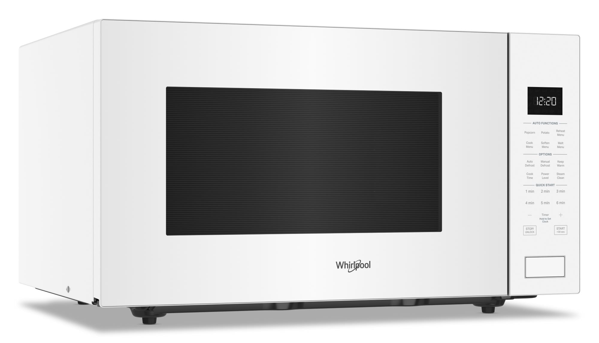 Microondas de encimera Whirlpool de 2.2 pies cúbicos (más de 1.5 pies cúbicos) con controles de cocción por sensor de 1700 vatios (Blanco) WMCS7024RW
