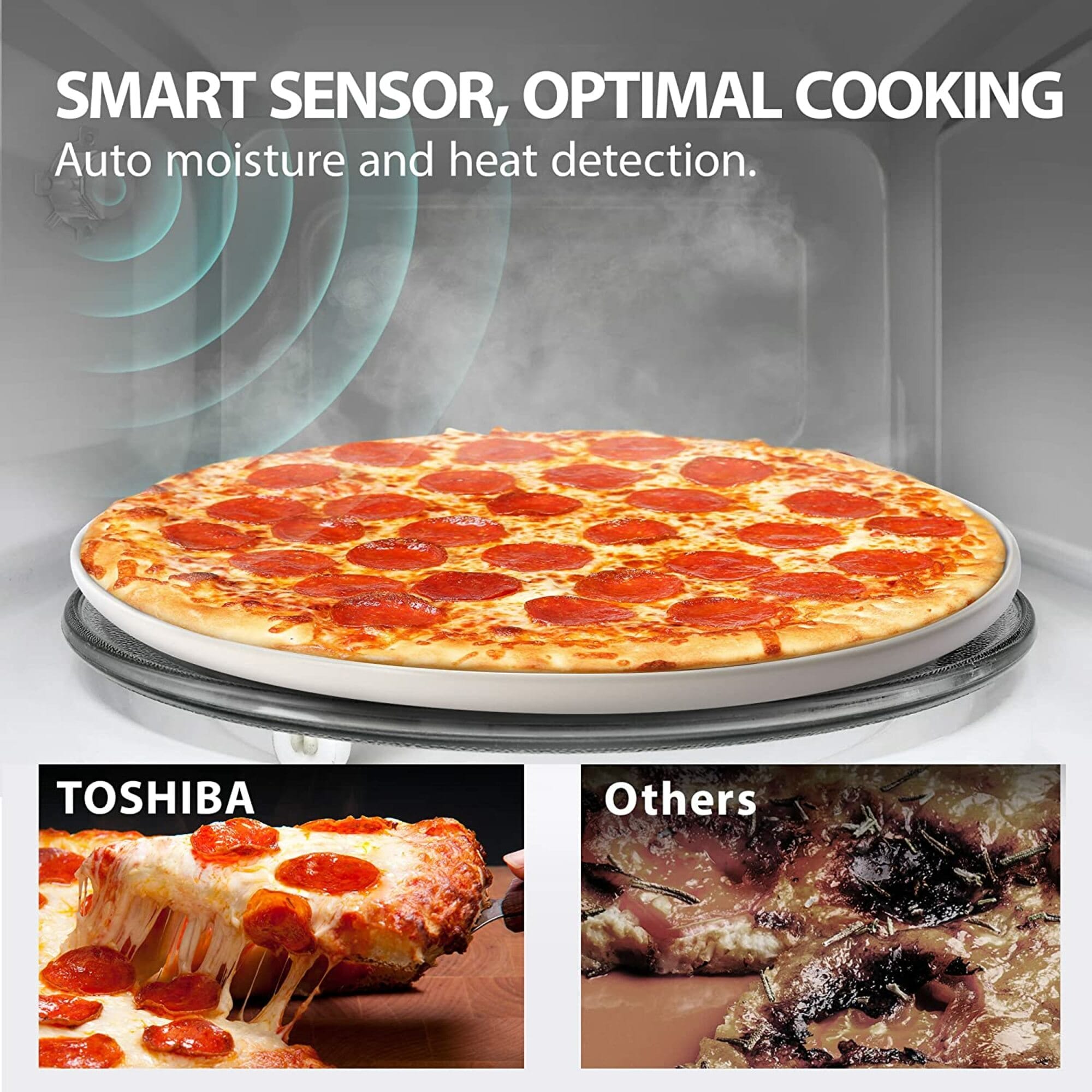 Microondas de mostrador grande de 2.2 pies cúbicos (más de 1.5 pies cúbicos) con controles de cocción con sensor de 1200 watts (acero inoxidable) ML-EM62P(SS) de Toshiba.