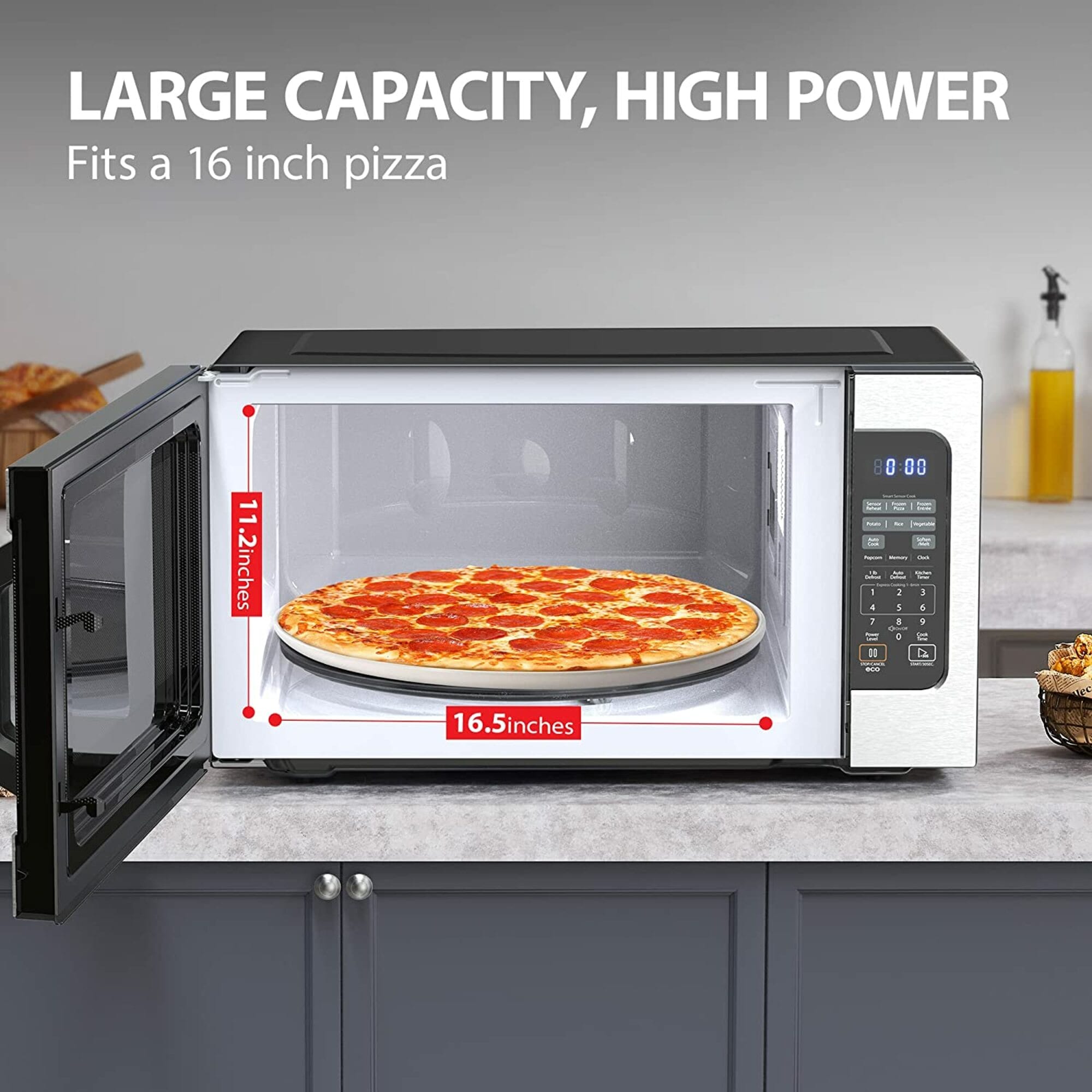 Microondas de mostrador grande de 2.2 pies cúbicos (más de 1.5 pies cúbicos) con controles de cocción con sensor de 1200 watts (acero inoxidable) ML-EM62P(SS) de Toshiba.
