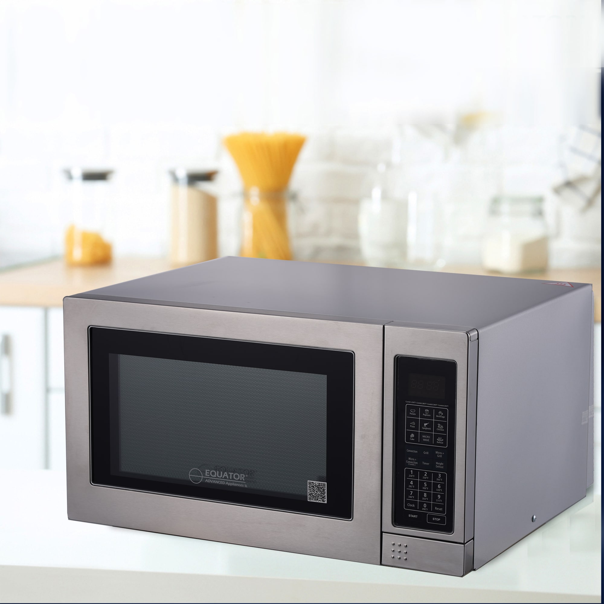 Horno Microondas de Convección y Parrilla Híbrido Avanzado Equator, 1.2 pies cúbicos, 1500 watts  de Potencia, Modelo CMO 1200 (Acero Inoxidable)