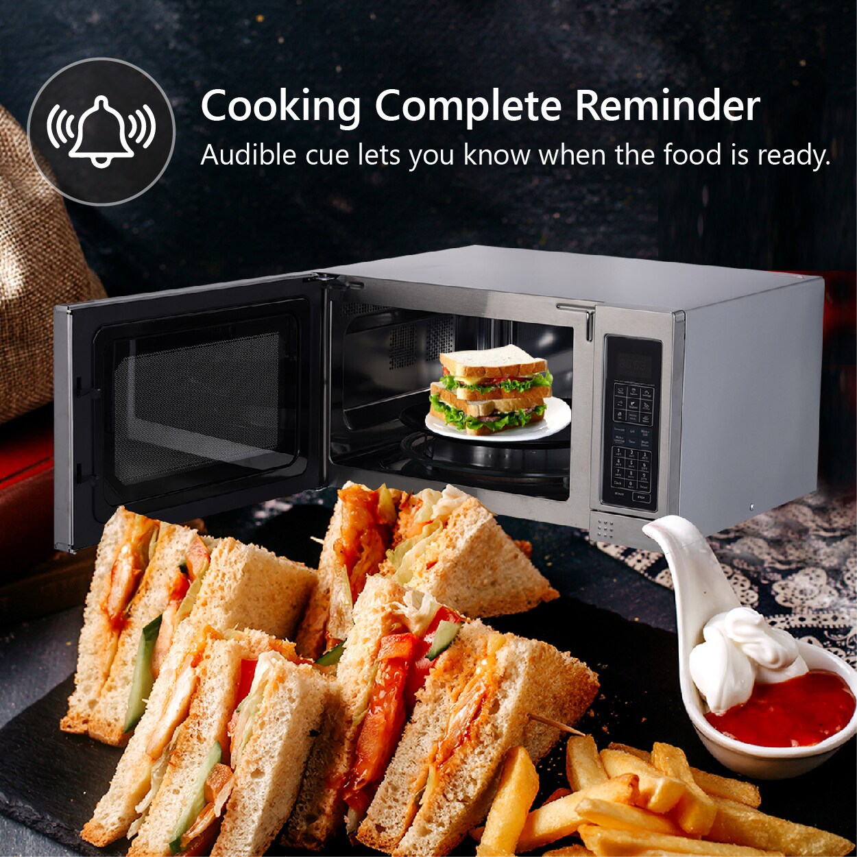 Horno Microondas de Convección y Parrilla Híbrido Avanzado Equator, 1.2 pies cúbicos, 1500 watts  de Potencia, Modelo CMO 1200 (Acero Inoxidable)