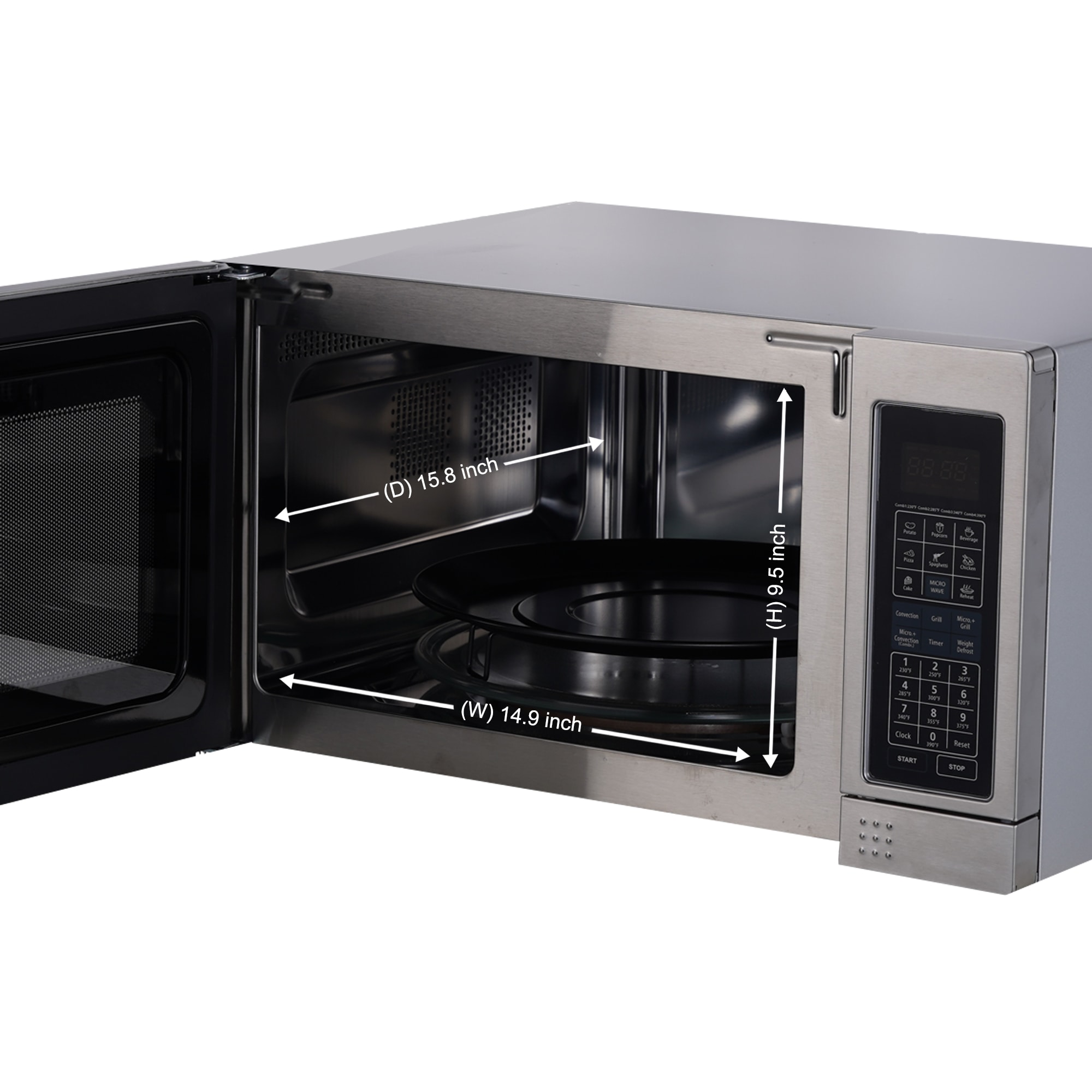 Horno Microondas de Convección y Parrilla Híbrido Avanzado Equator, 1.2 pies cúbicos, 1500 watts  de Potencia, Modelo CMO 1200 (Acero Inoxidable)
